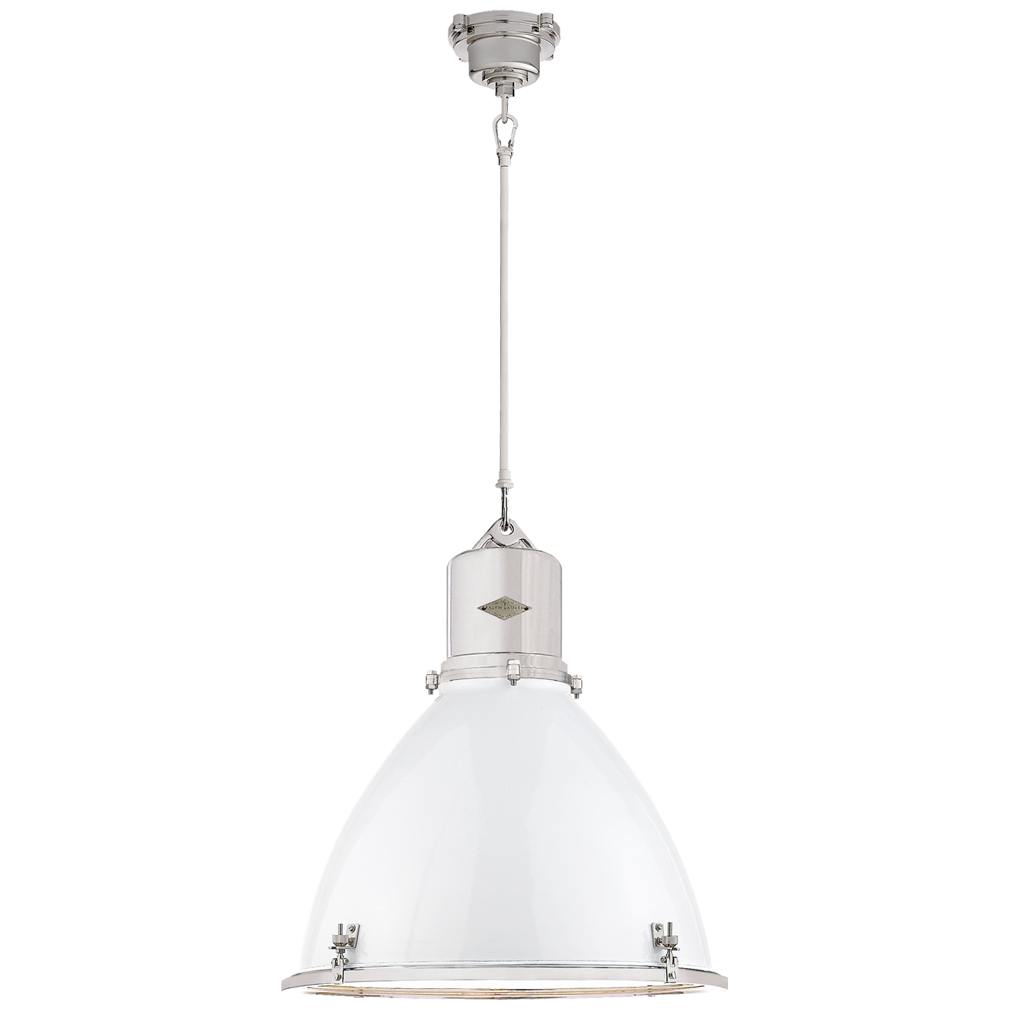 Fulton Large Pendant in Polished Nickel with White Enamel Shade