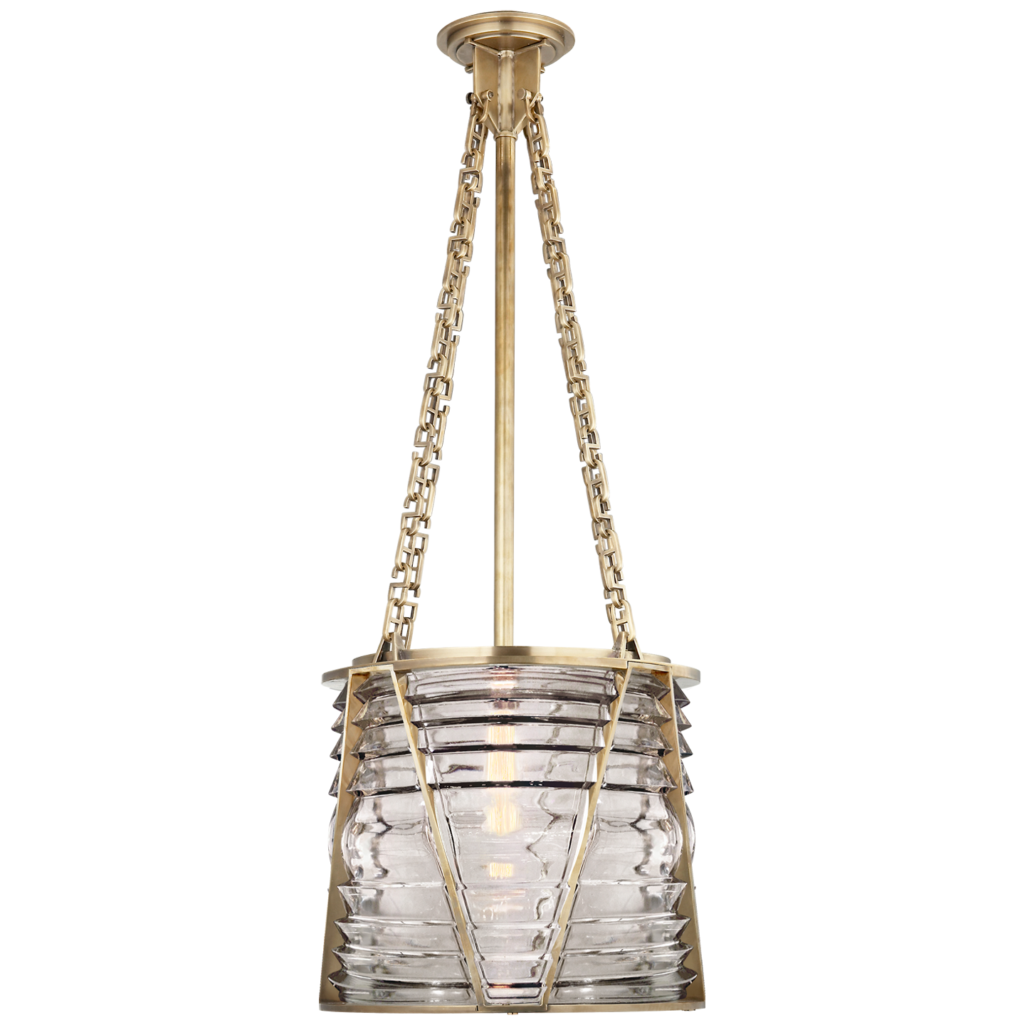 Chatham Large Lantern in Natural Brass with Clear Glass