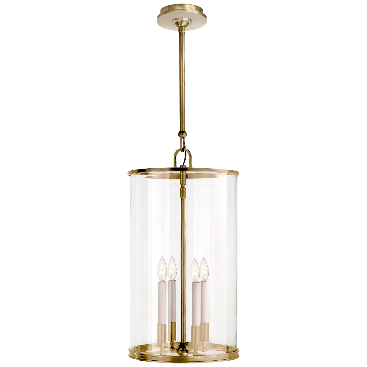 Modern Large Lantern in Natural Brass