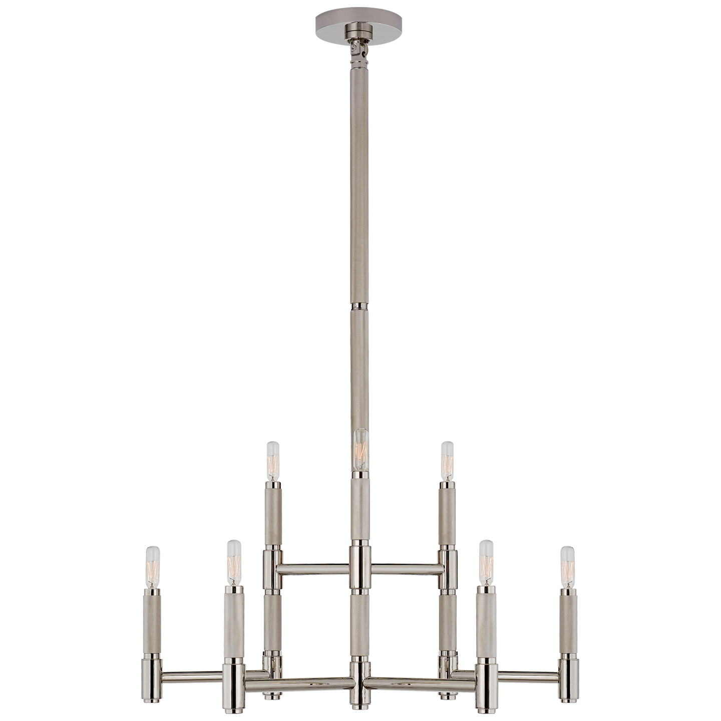 Barrett Medium Knurled Chandelier in Polished Nickel