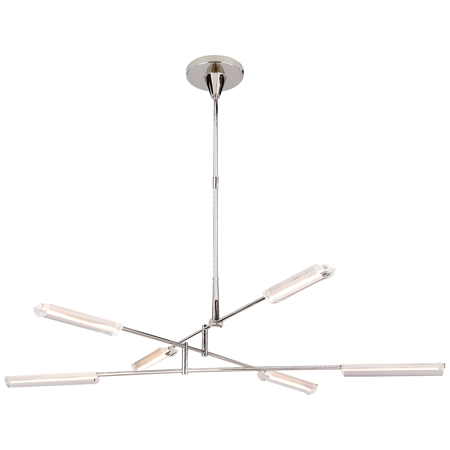 Daley Large Six Light Chandelier in Polished Nickel with Clear Acrylic