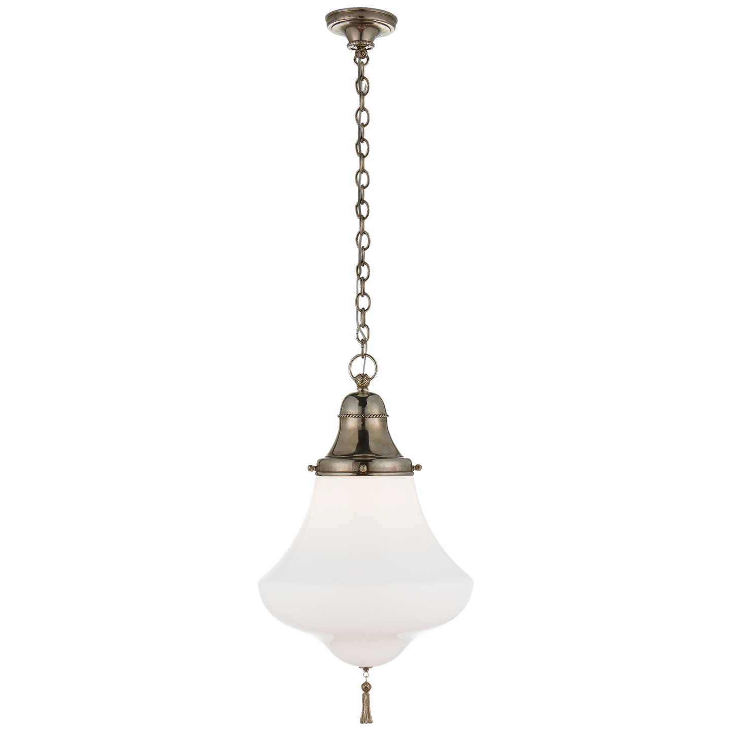 Xavier Small Pendant in Butler's Silver with White Glass