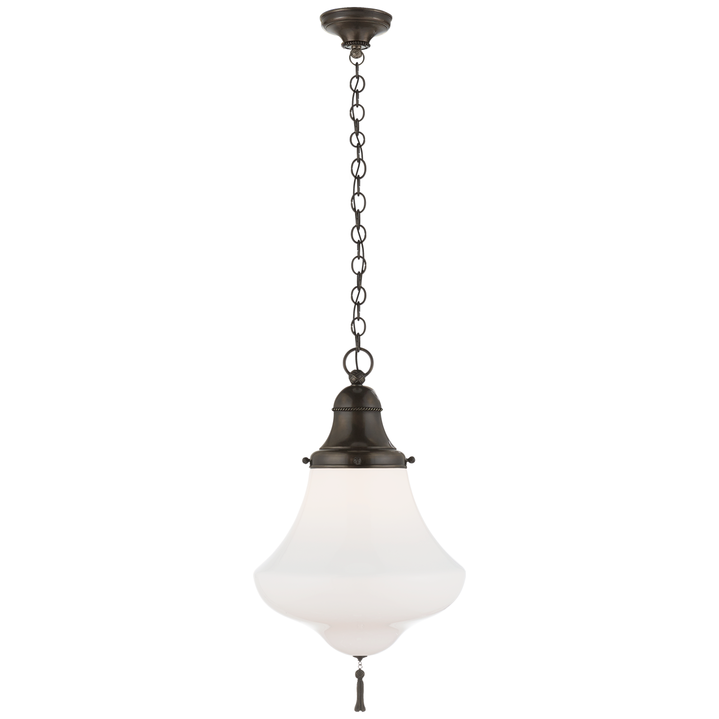 Xavier Small Pendant in Bronze with White Glass