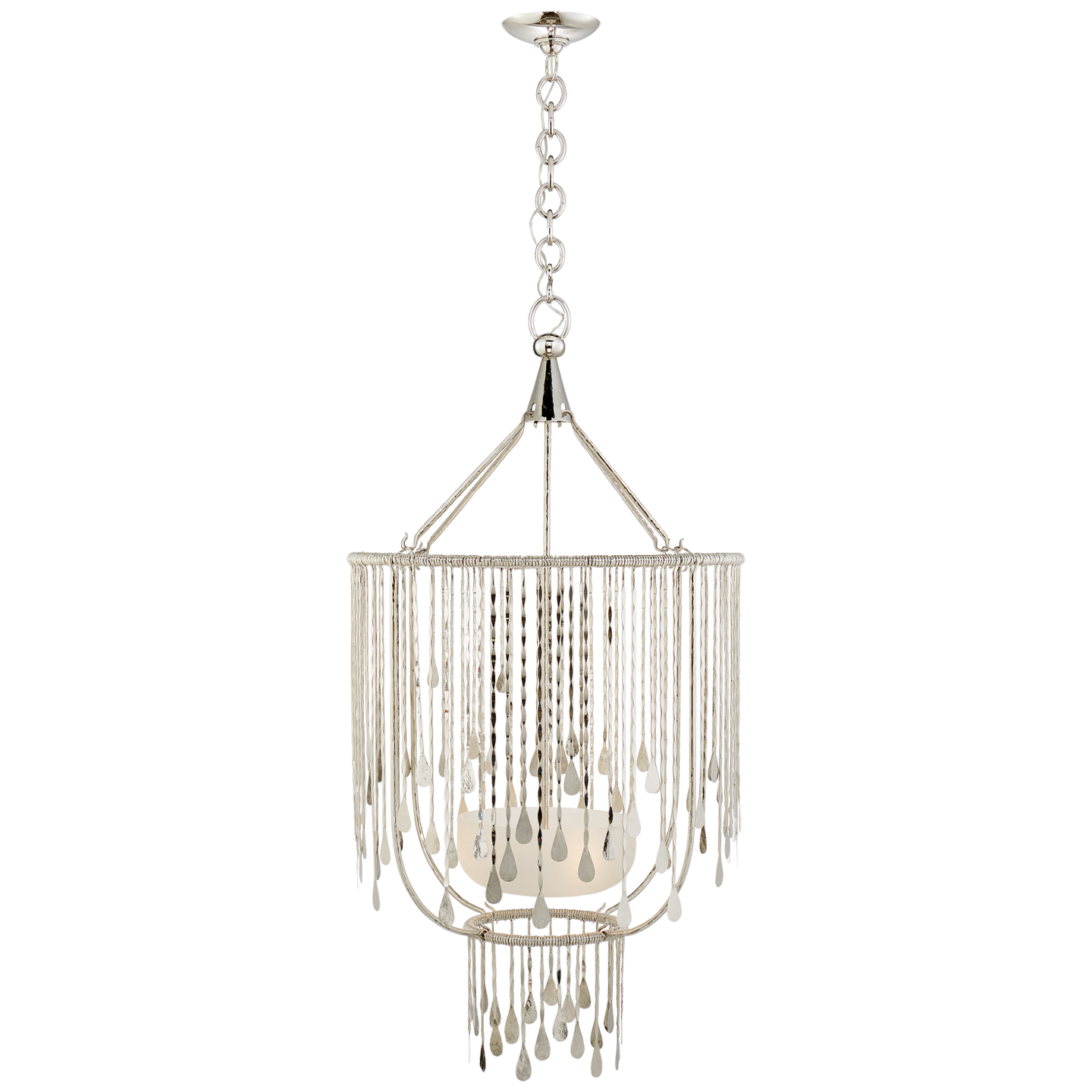 Kayla Medium Sculpted Chandelier in Polished Nickel with Alabaster