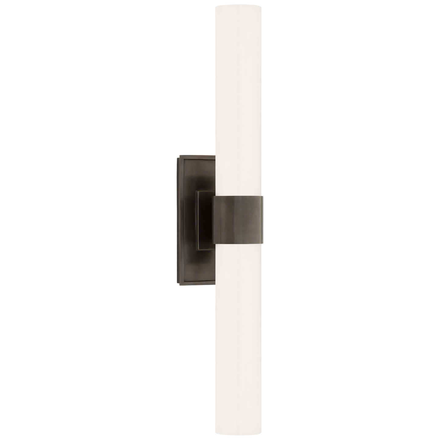 Presidio Petite Double Sconce in Bronze with White Glass