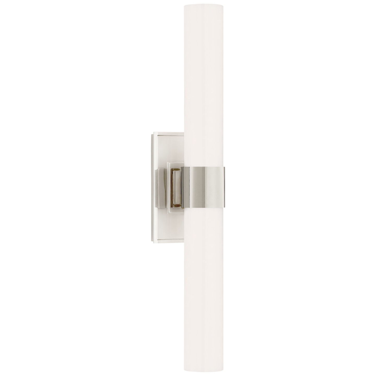 Presidio Petite Double Sconce in Polished Nickel with White Glass
