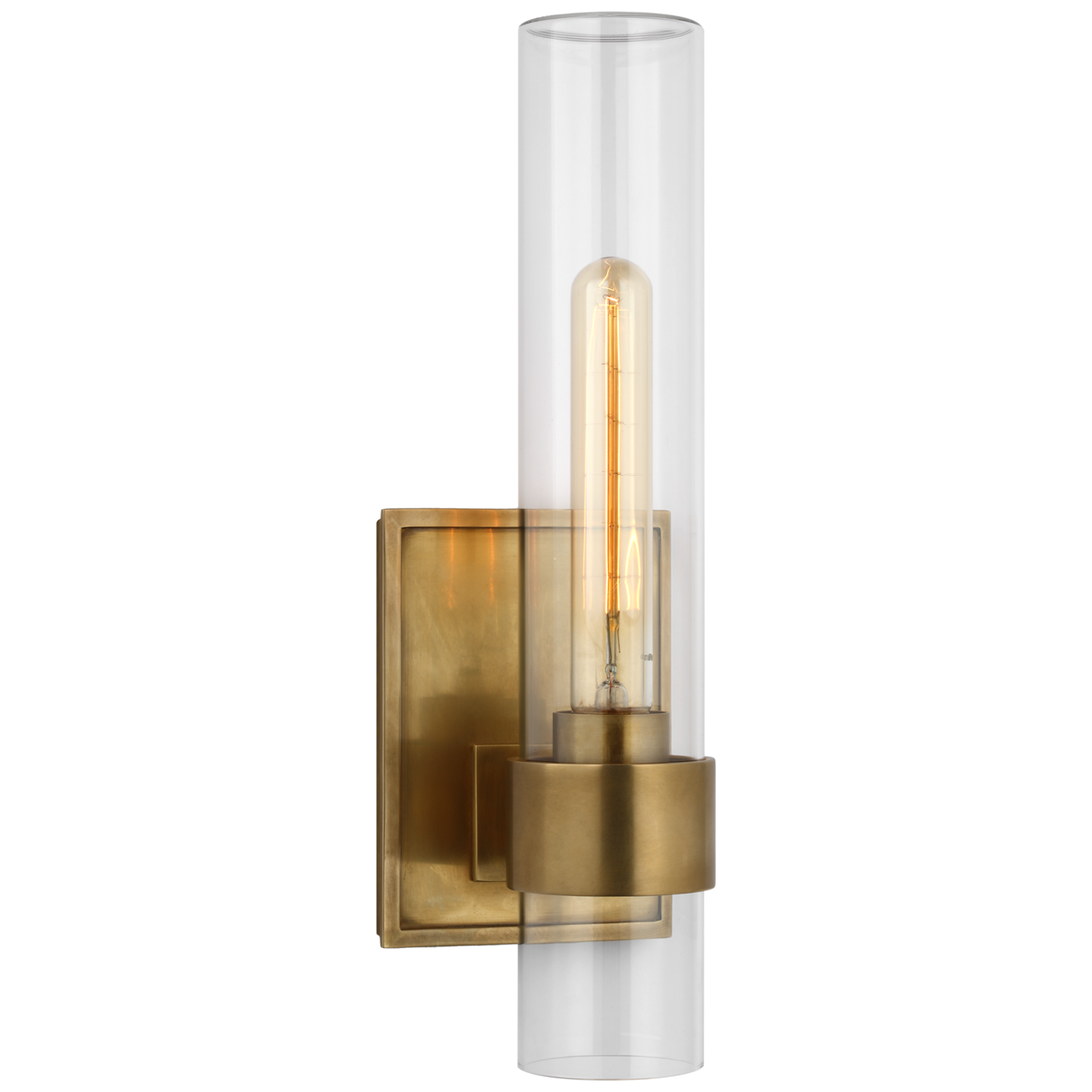 Presidio 14" Outdoor Sconce in Hand-Rubbed Antique Brass with Clear Glass