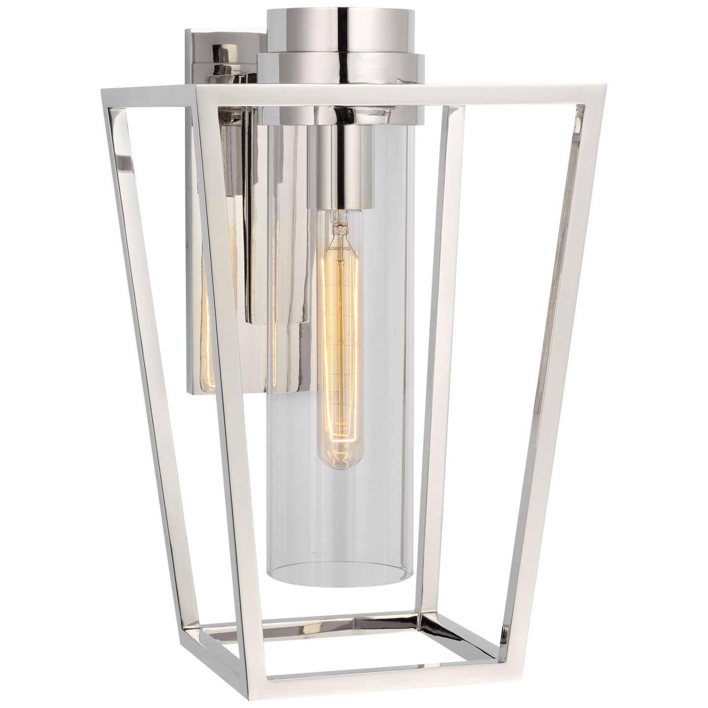 Presidio Small Bracketed Sconce in Polished Nickel with Clear Glass