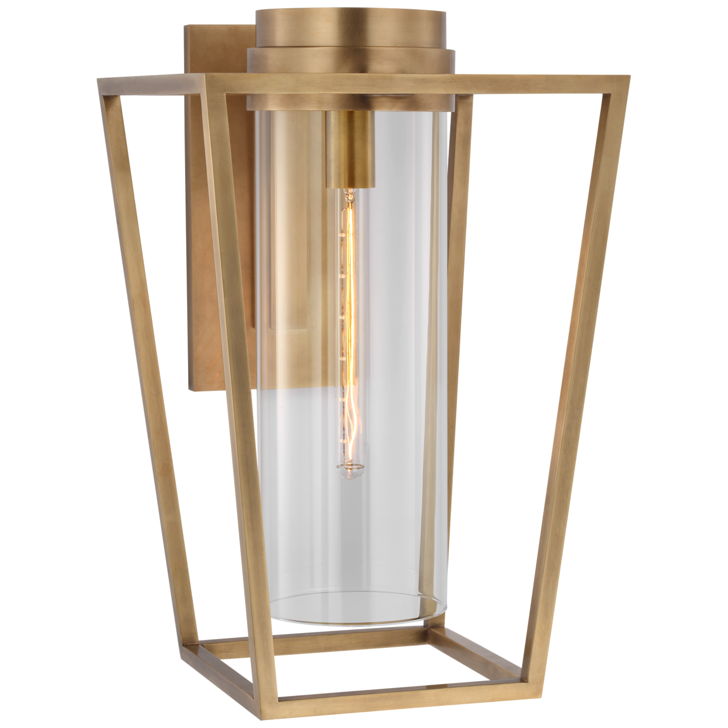 Presidio Medium Bracketed Sconce in Hand-Rubbed Antique Brass with Clear Glass