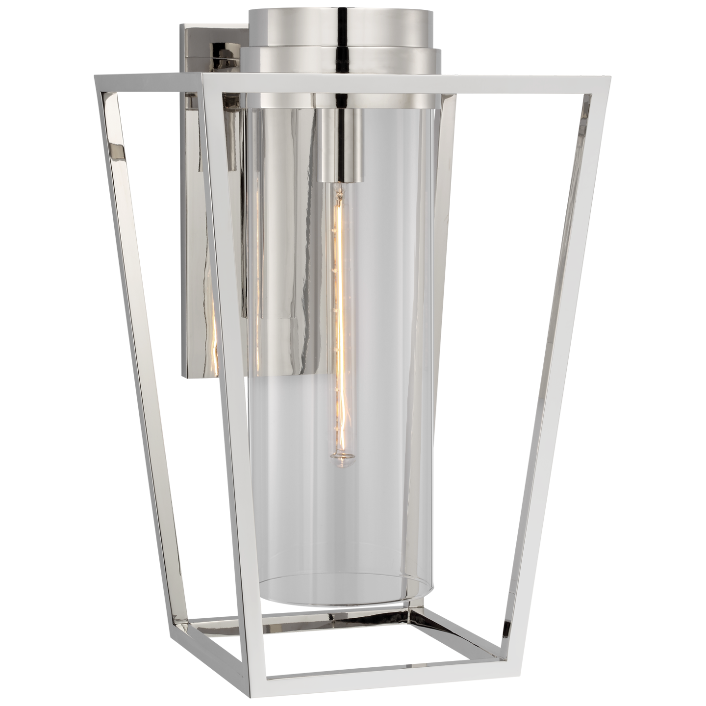 Presidio Medium Bracketed Sconce in Polished Nickel with Clear Glass