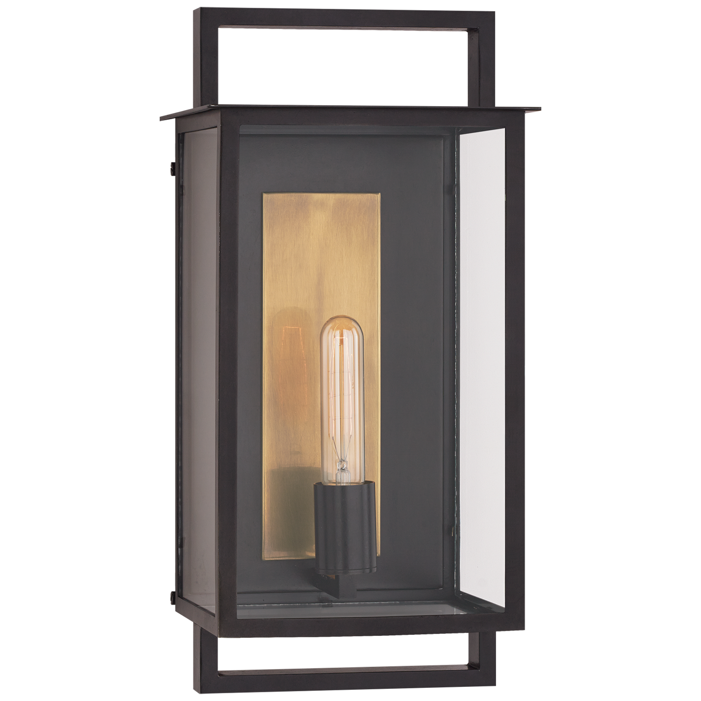 Halle Medium Wall Lantern in Aged Iron with Clear Glass