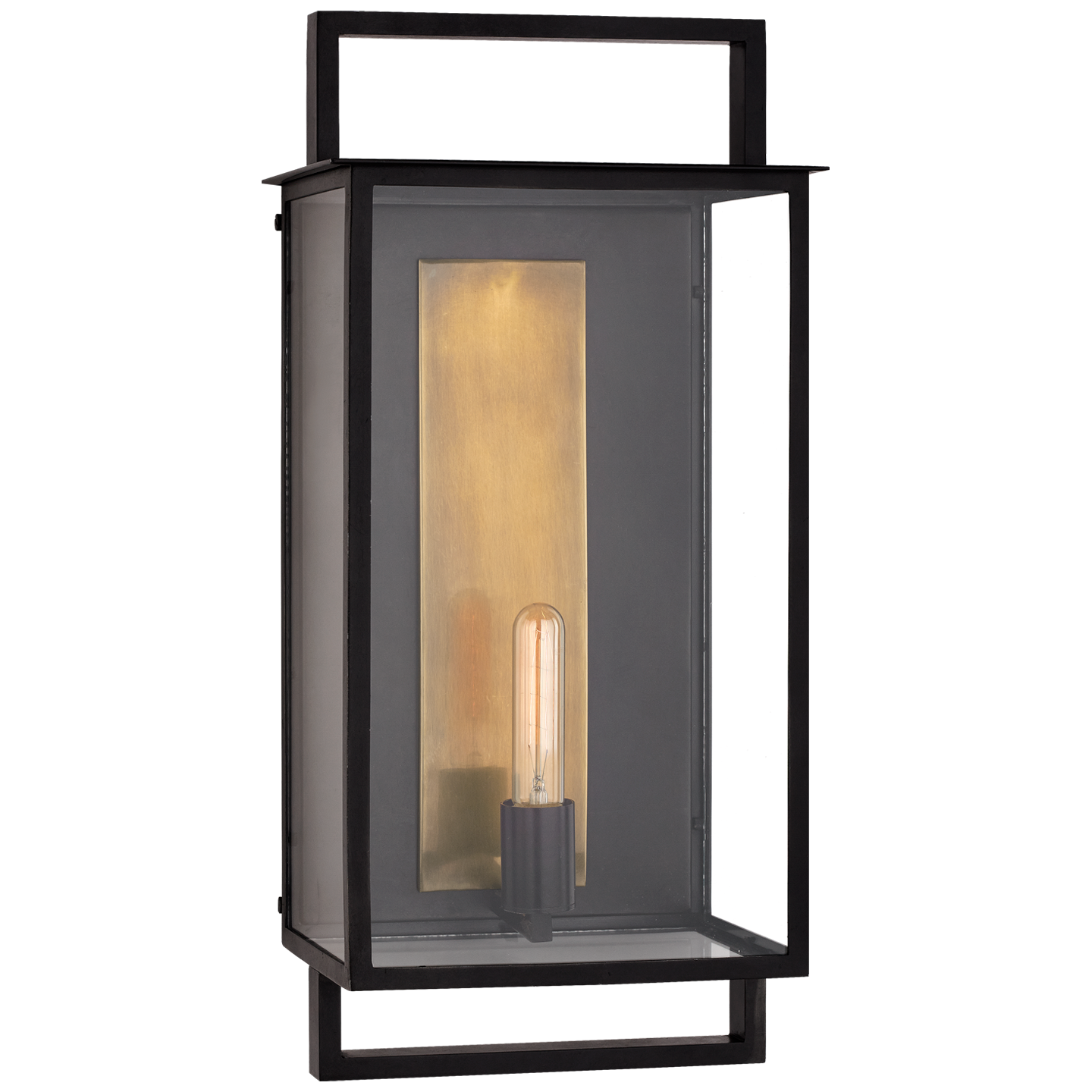 Halle Large Wall Lantern in Aged Iron and Clear Glass