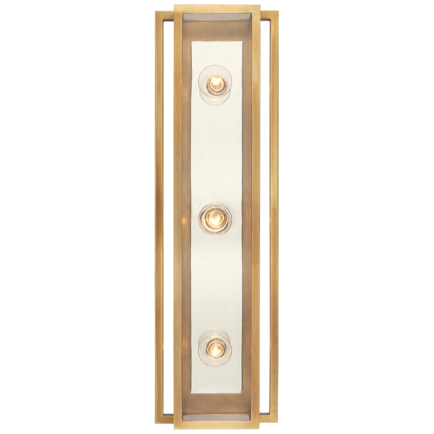 Halle 24" Vanity Light in Hand-Rubbed Antique Brass and Polished Nickel with Clear Glass
