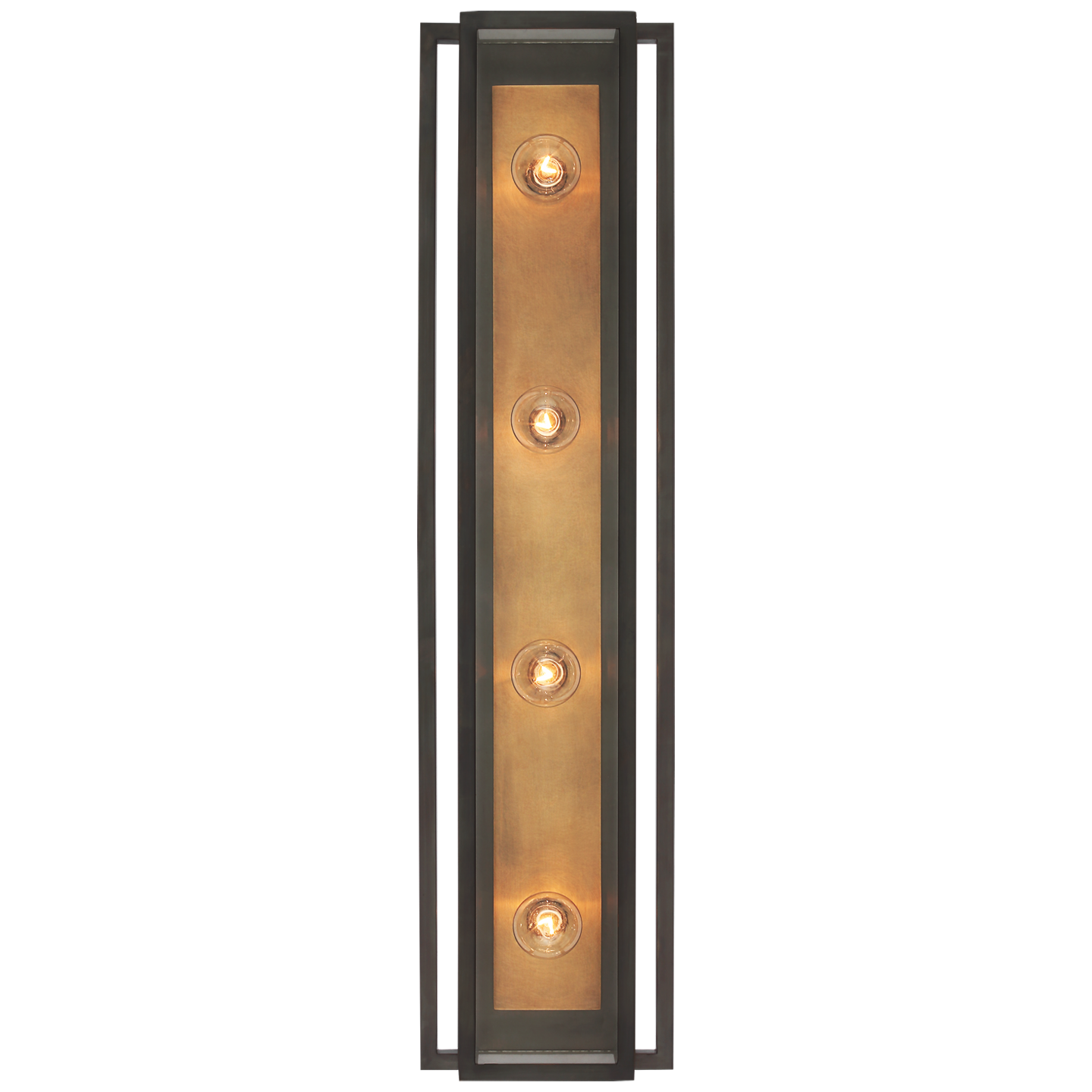 Halle 30" Vanity Light in Bronze and Hand-Rubbed Antique Brass with Clear Glass