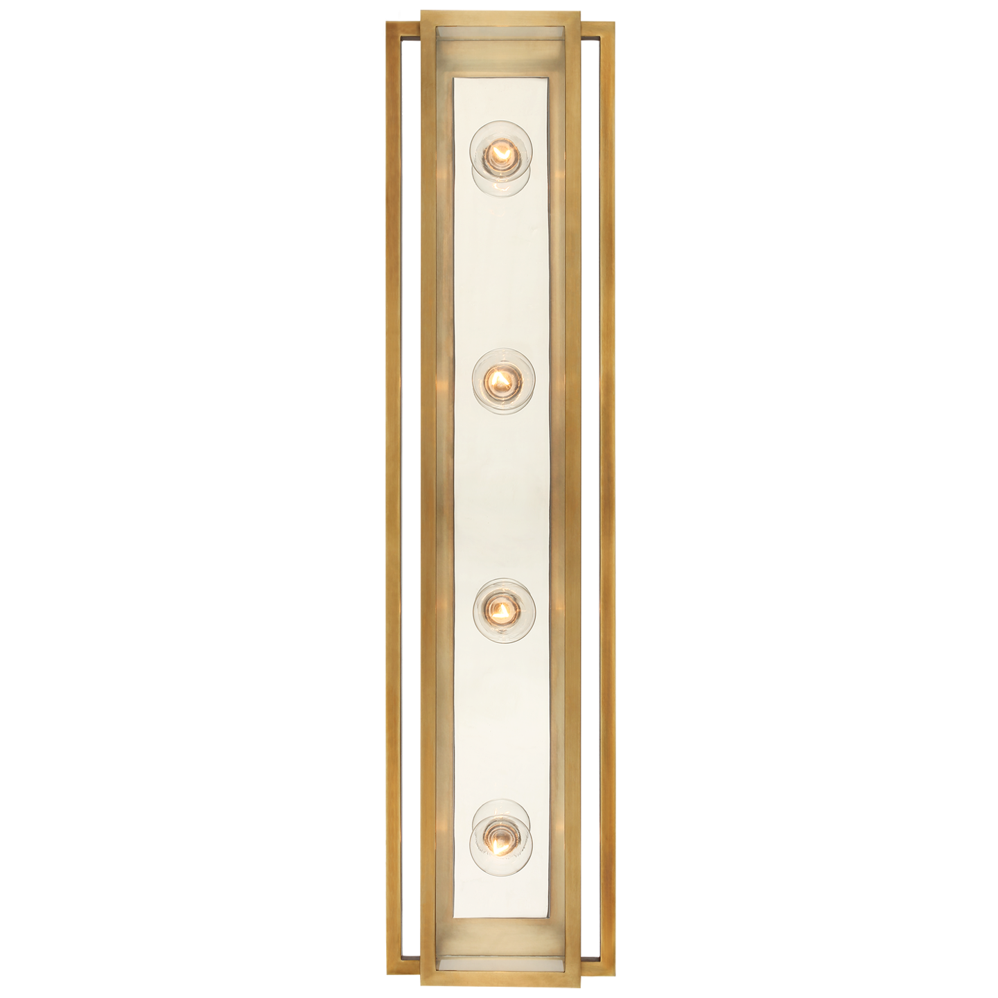 Halle 30" Vanity Light in Hand-Rubbed Antique Brass and Polished Nickel with Clear Glass