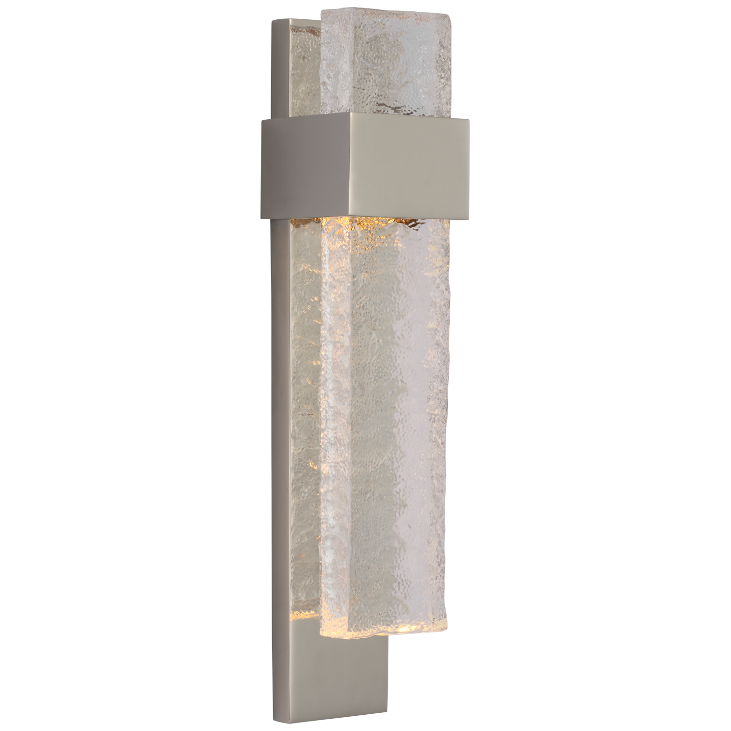 Brock Medium Sconce in Polished Nickel and Clear Wavy Glass