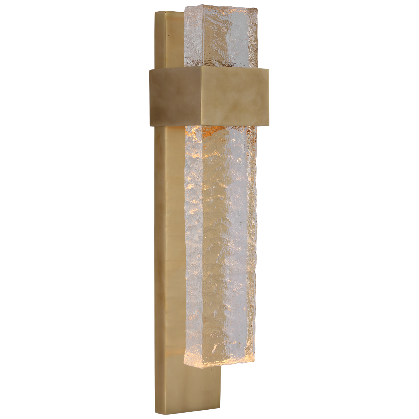 Brock Medium Sconce in Soft Brass and Clear Wavy Glass