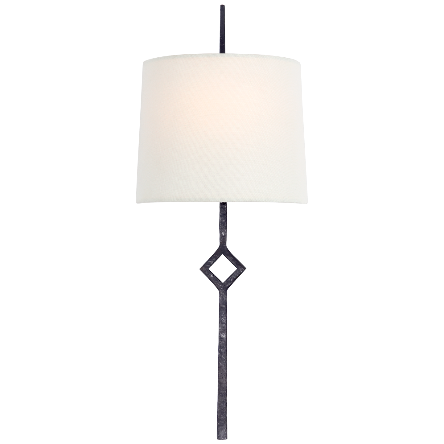 Cranston Small Sconce in Aged Iron with Linen Shade