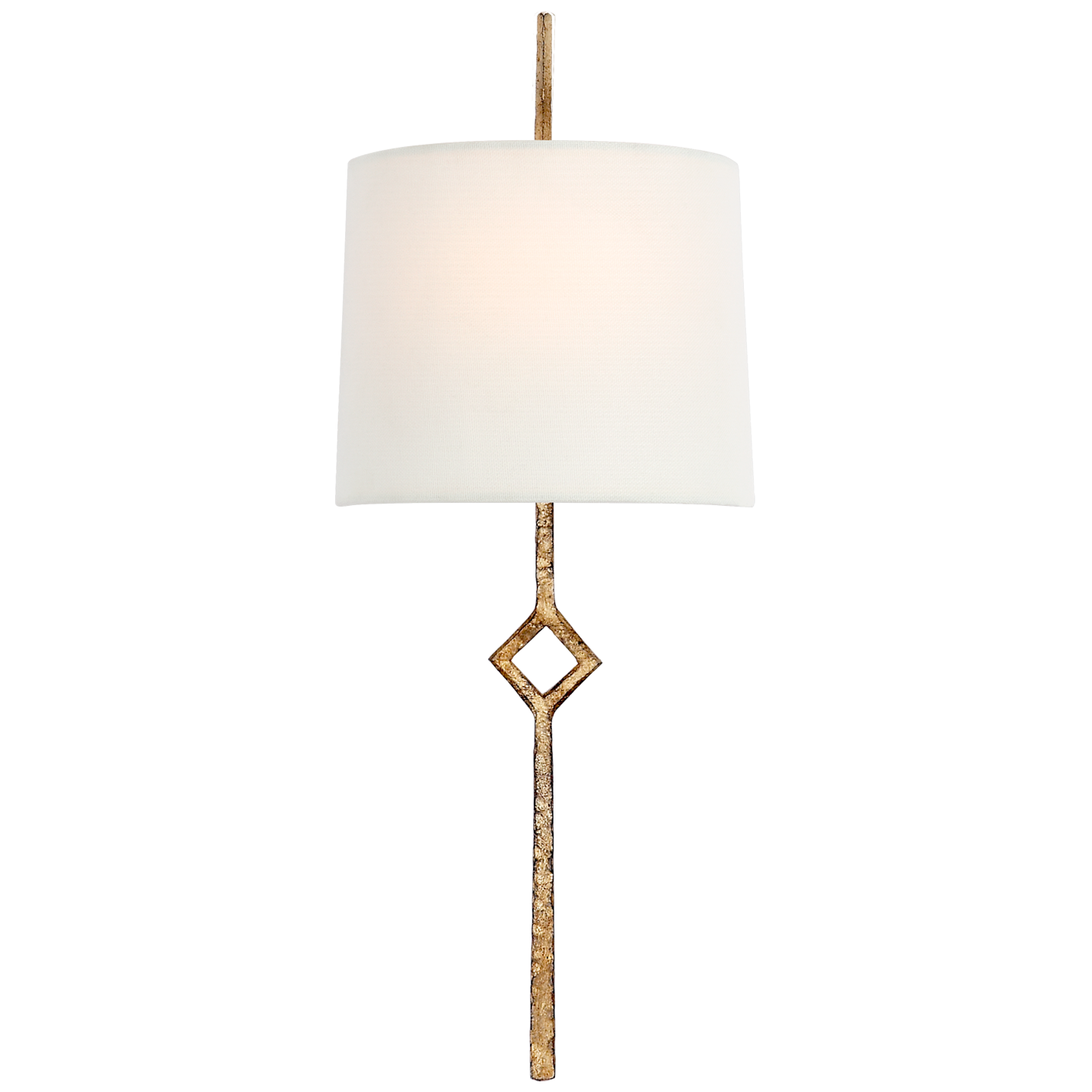 Cranston Small Sconce in Gilded Iron with Linen Shade