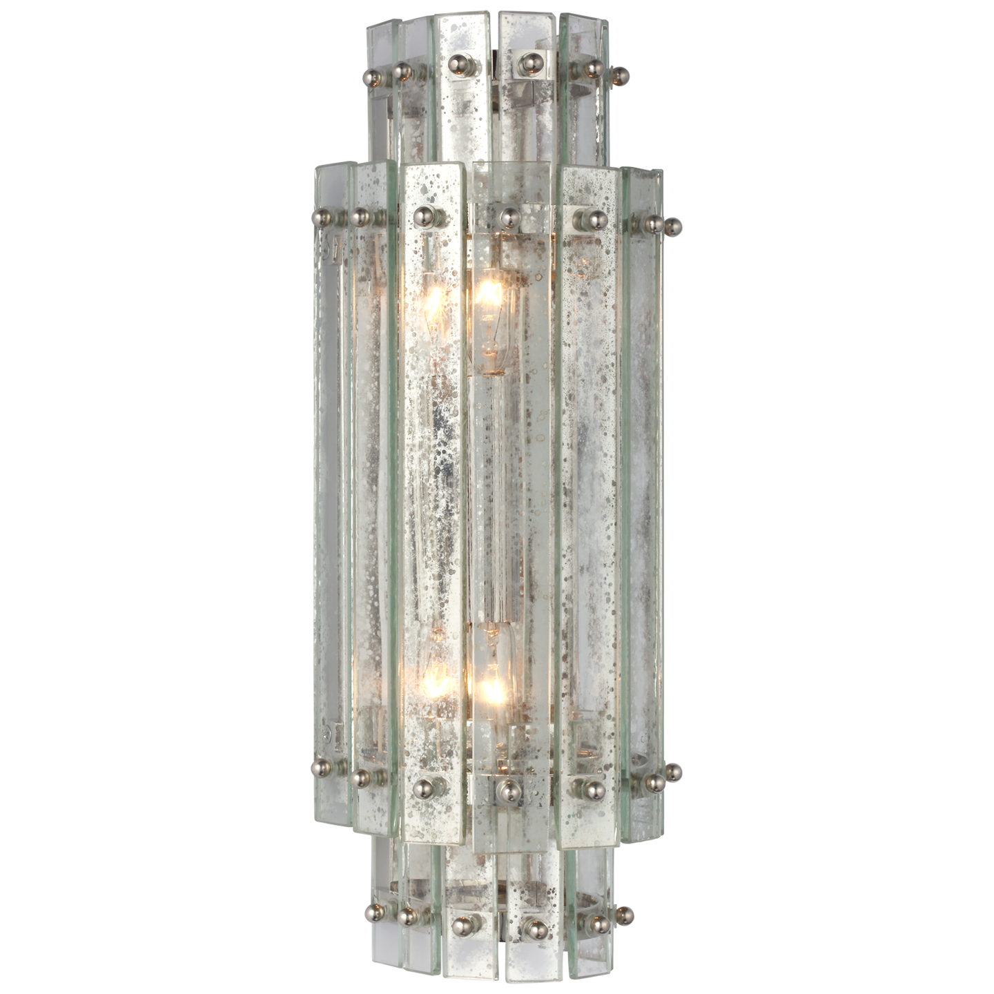 Cadence Small Tiered Sconce in Polished Nickel with Antique Mirror