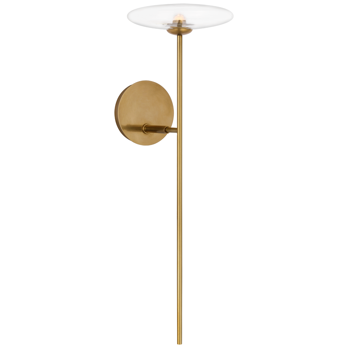 Calvino Large Tail Sconce in Hand-Rubbed Antique Brass with Clear Glass