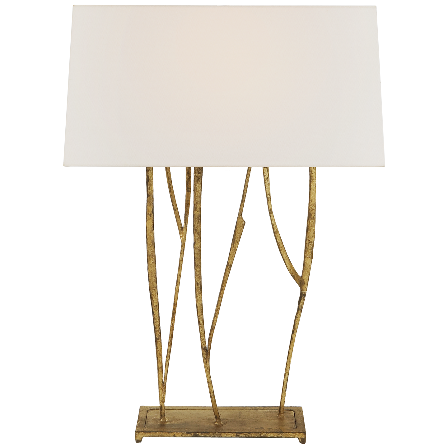 Aspen Console Lamp in Gilded Iron with Linen Shade