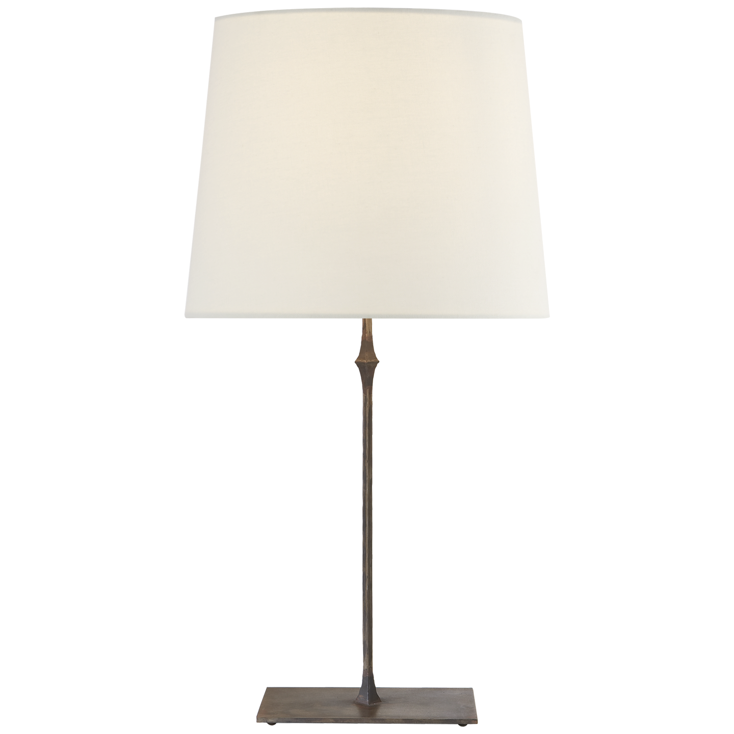 Dauphine Table Lamp in Aged Iron with Linen Shade