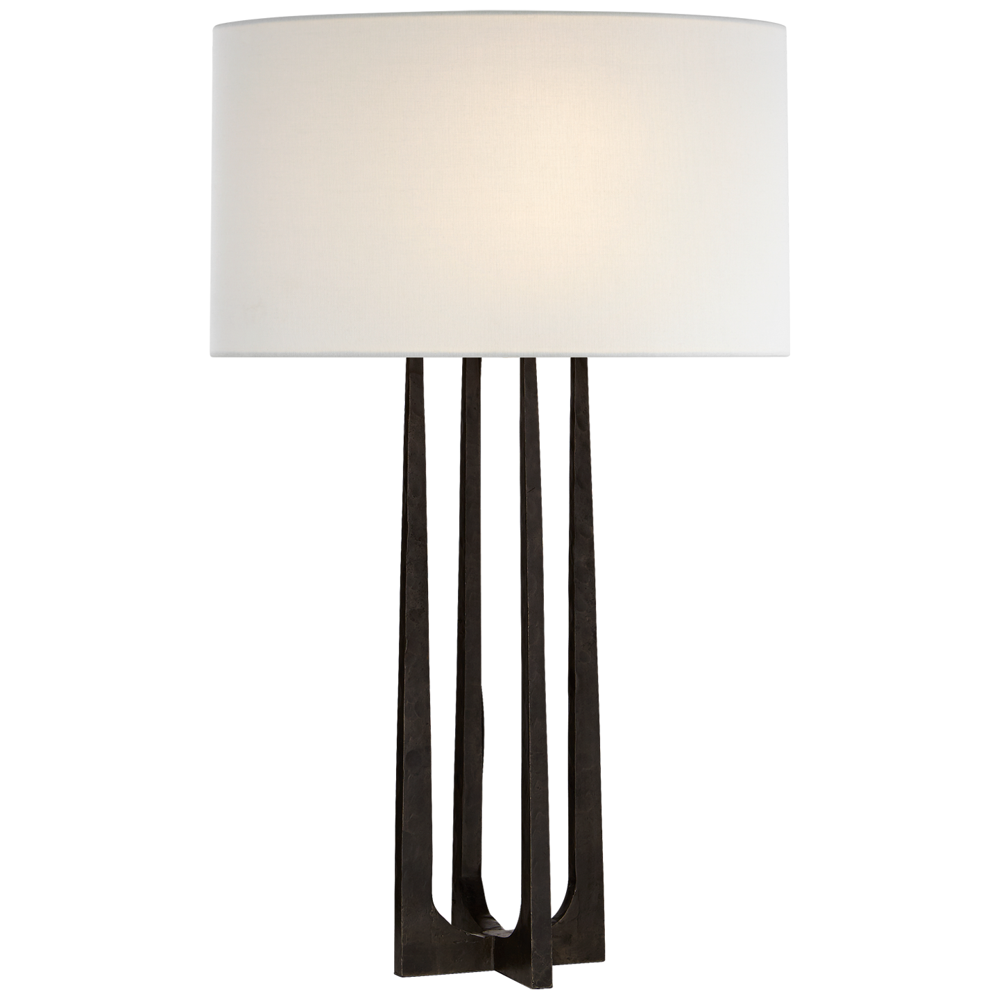 Scala Hand-Forged Table Lamp in Aged Iron with Linen Shade