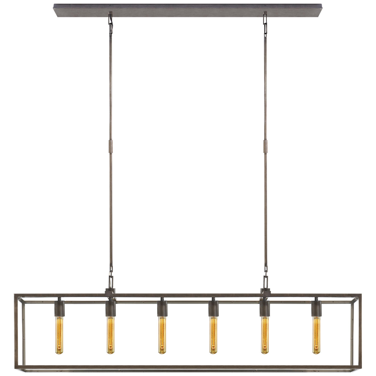 Belden Linear Lantern in Aged Iron with Clear Glass