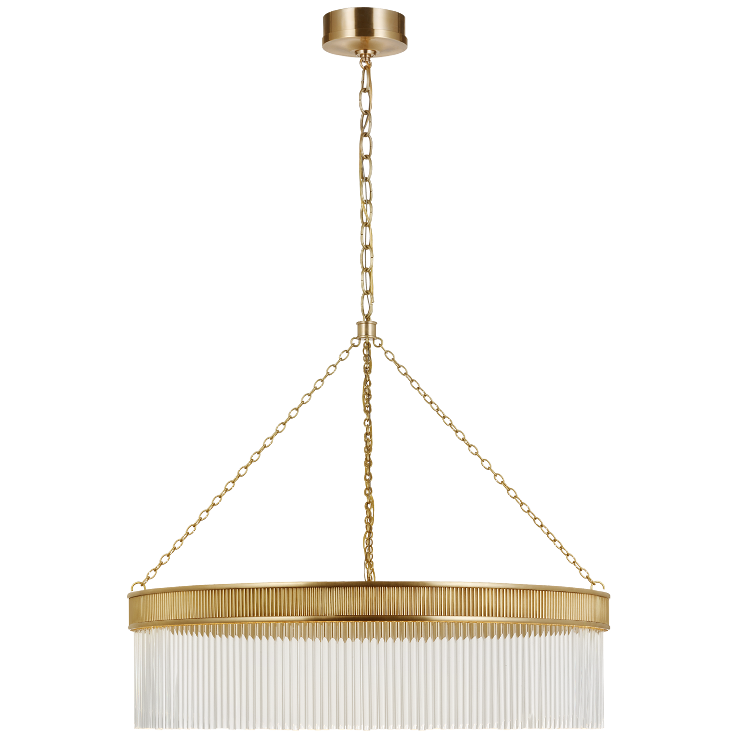 Menil Large Chandelier in Soft Brass with Crystal Rods