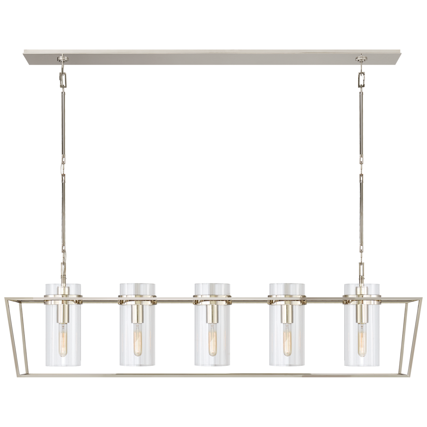 Presidio Large Linear Lantern in Polished Nickel with Clear Glass