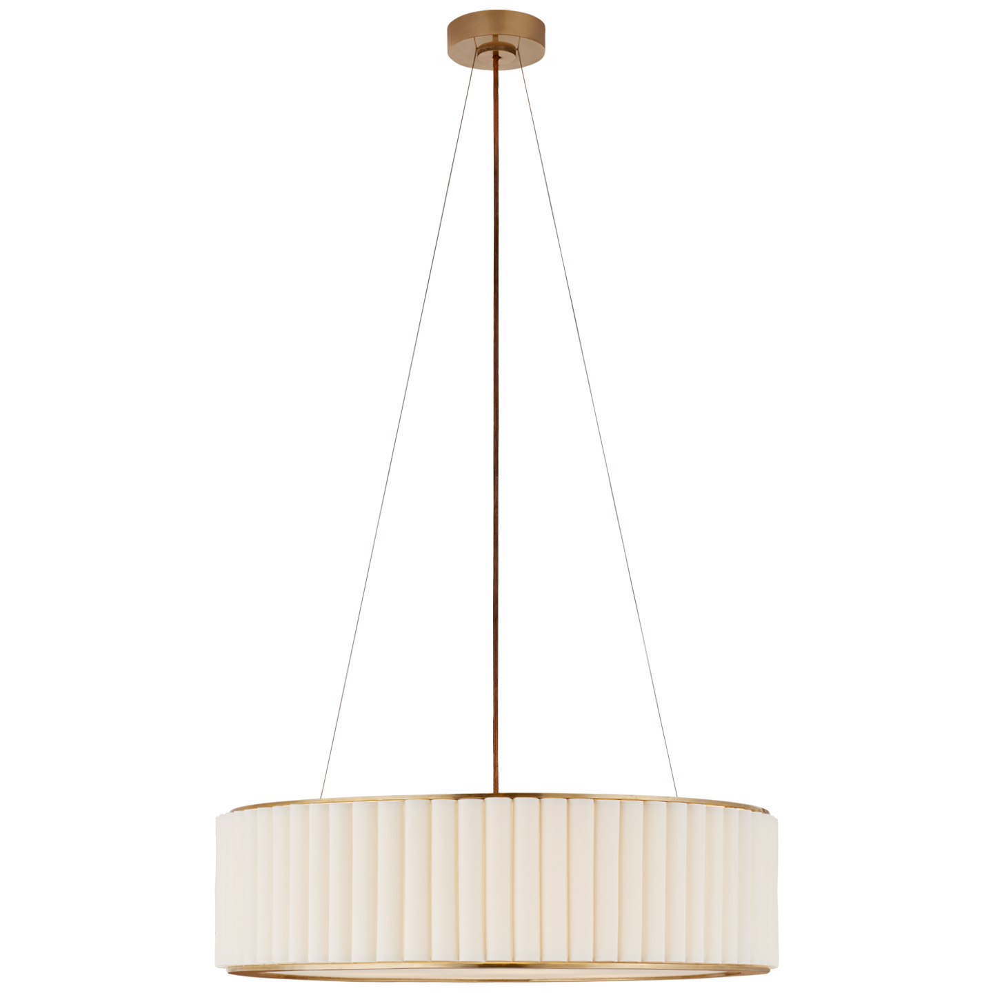 Palati Large Hanging Shade in Hand-Rubbed Antique Brass with Linen Shade