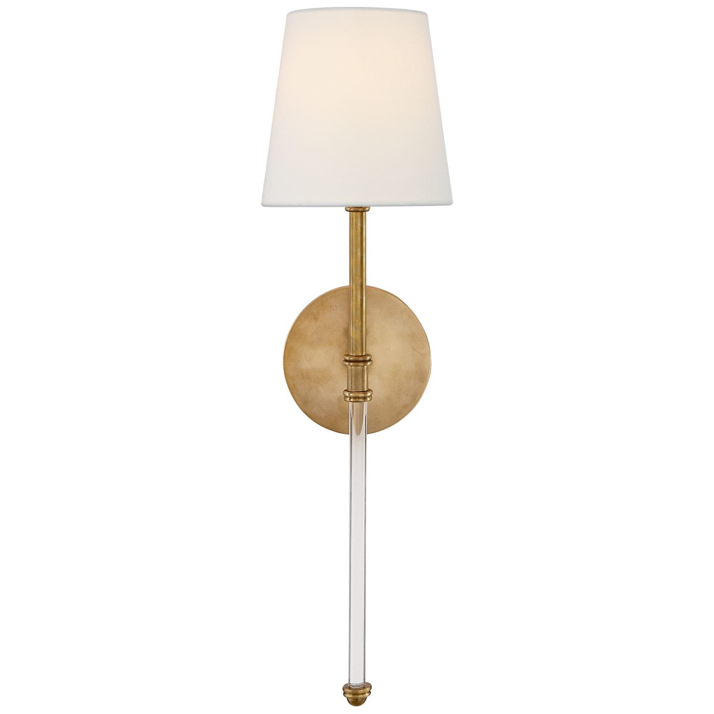 Camille Sconce in Hand-Rubbed Antique Brass with Linen Shade