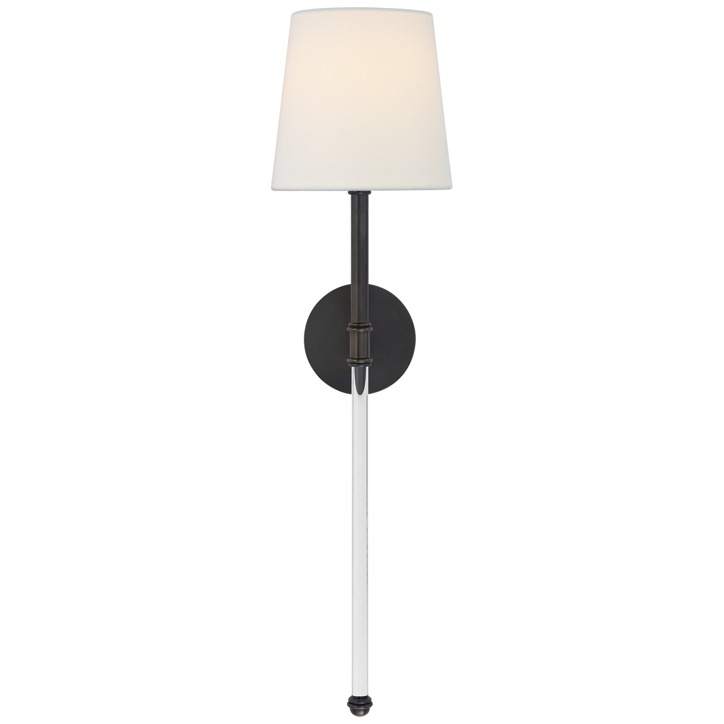 Camille Large Tail Sconce in Bronze with Linen Shade