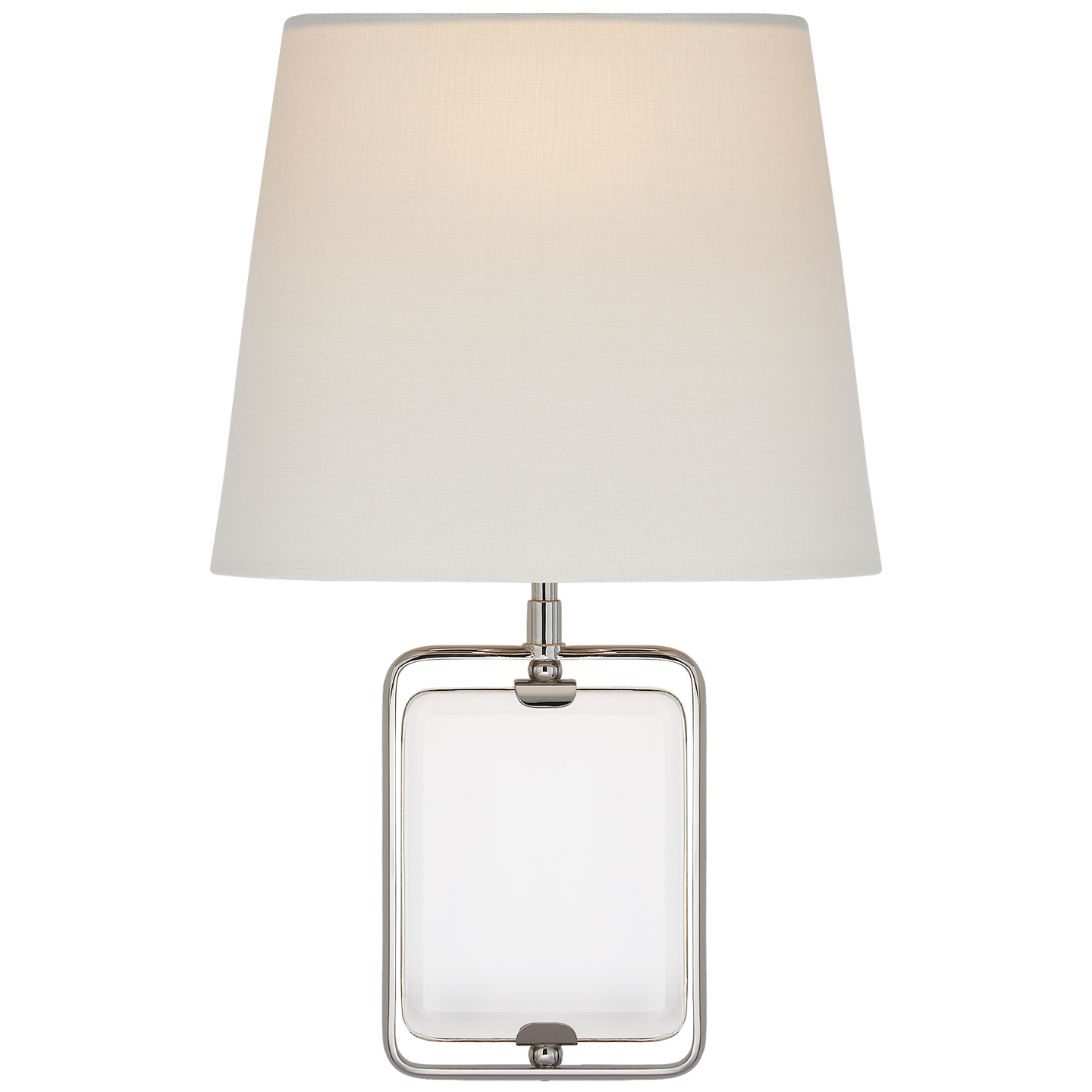 Henri Framed Jewel Sconce in Crystal and Polished Nickel with Linen Shade