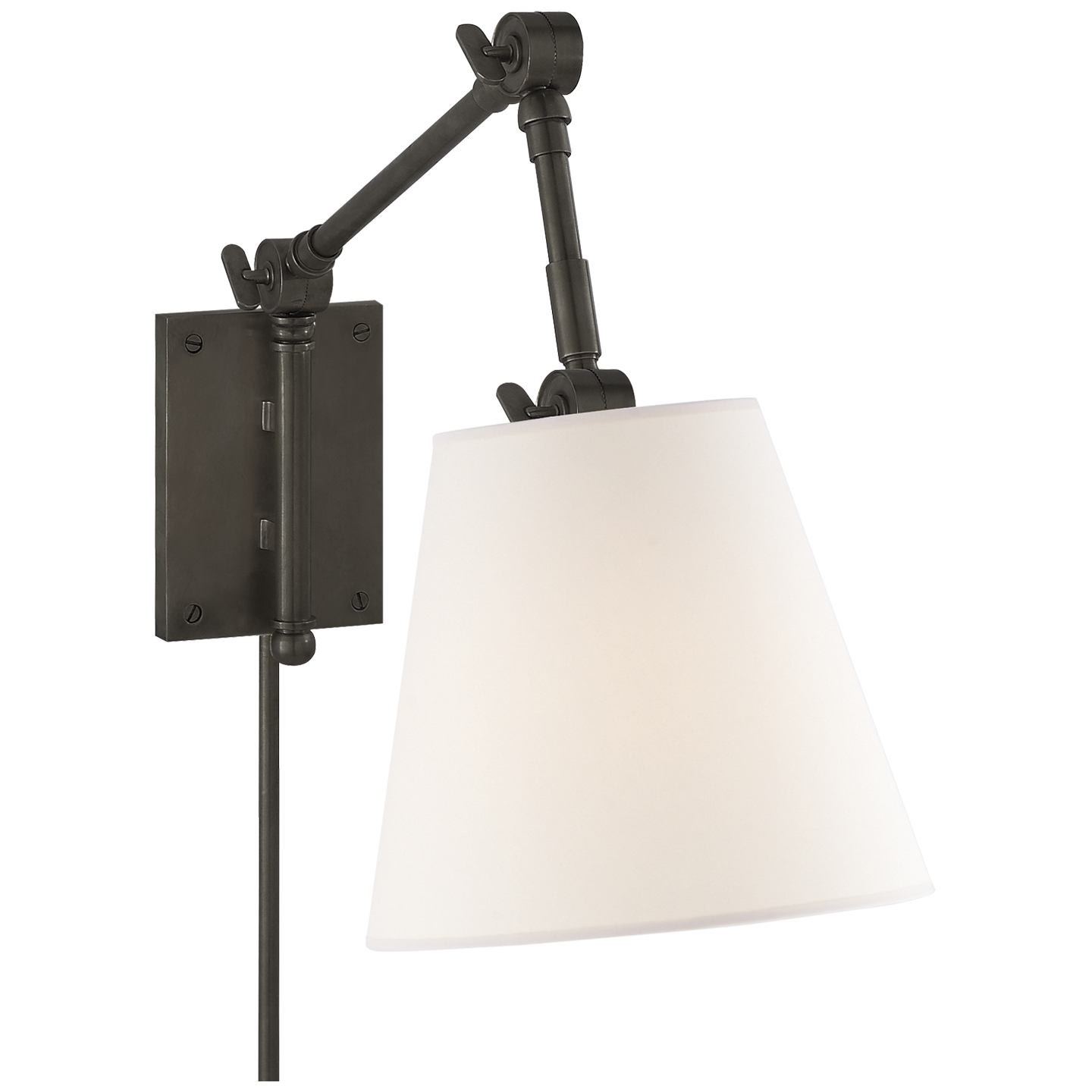 Graves Pivoting Sconce in Bronze with Linen Shade