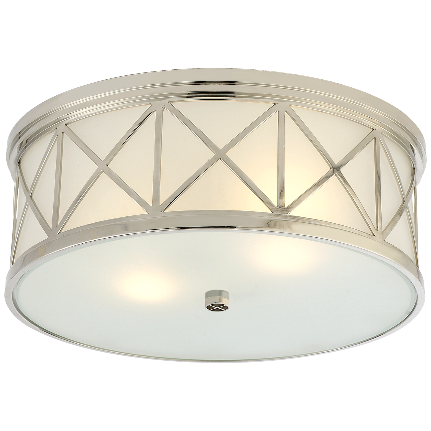 Montpelier Large Flush Mount in Polished Nickel with Frosted Glass