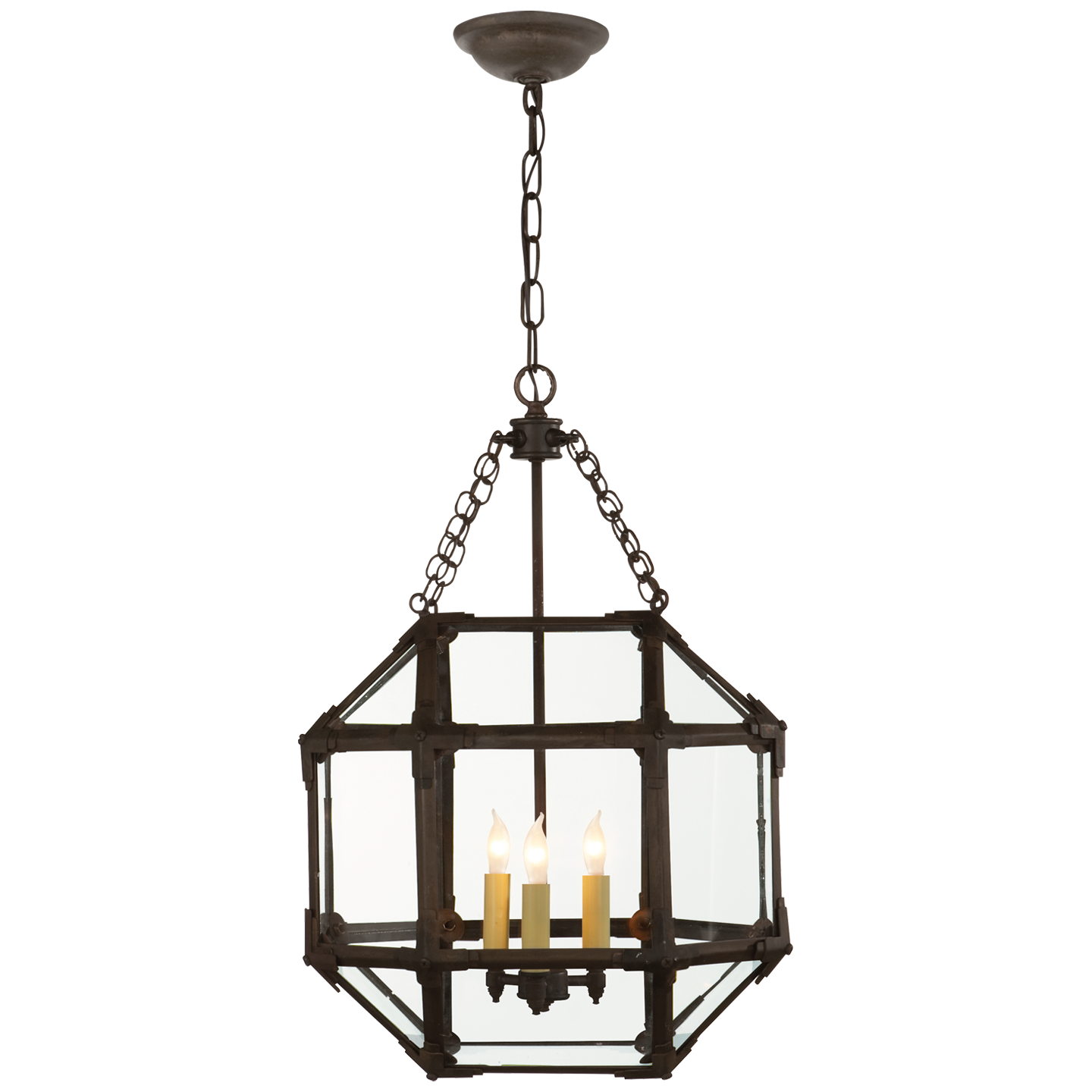 Morris Small Lantern in Antique Zinc with Clear Glass