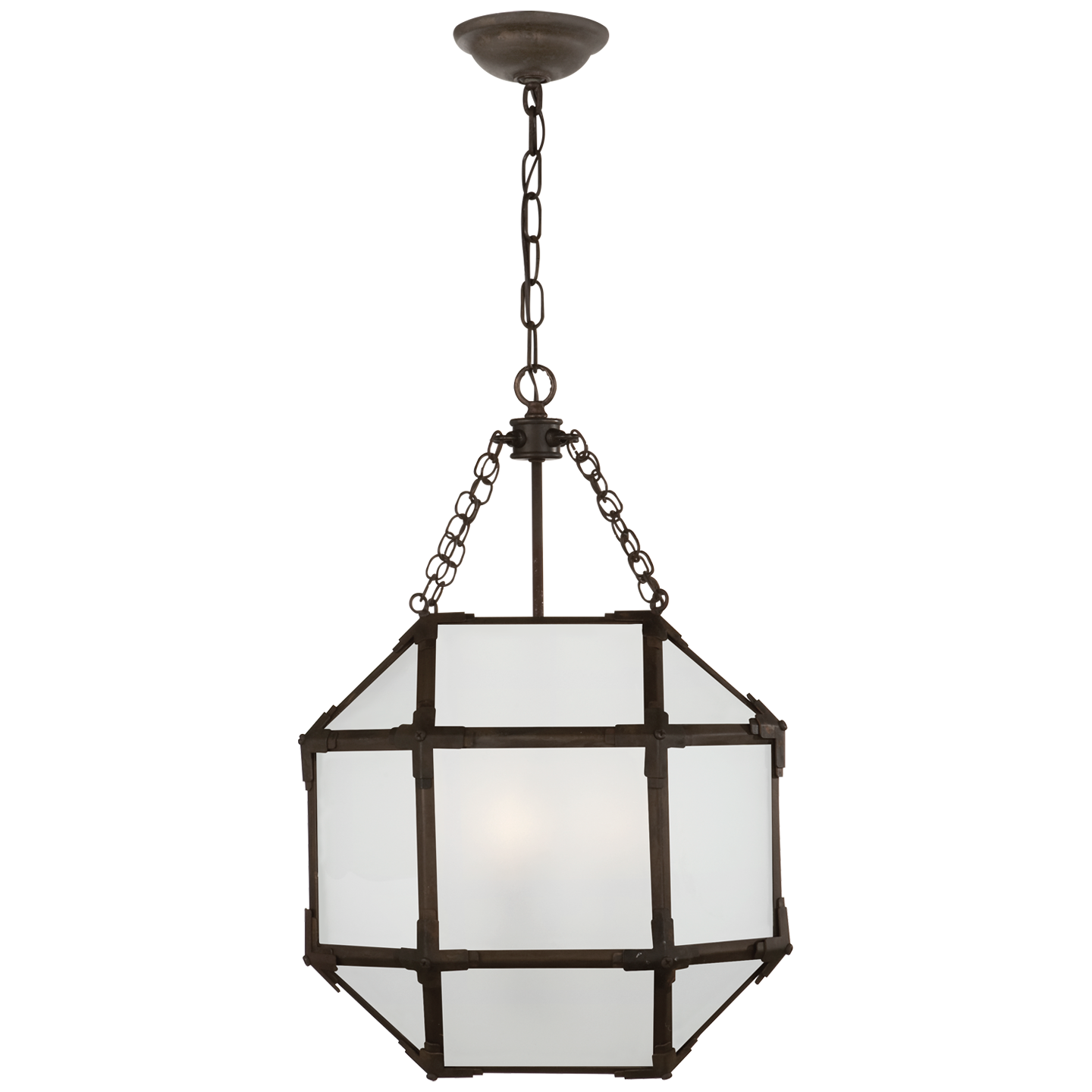Morris Small Lantern in Antique Zinc with Frosted Glass