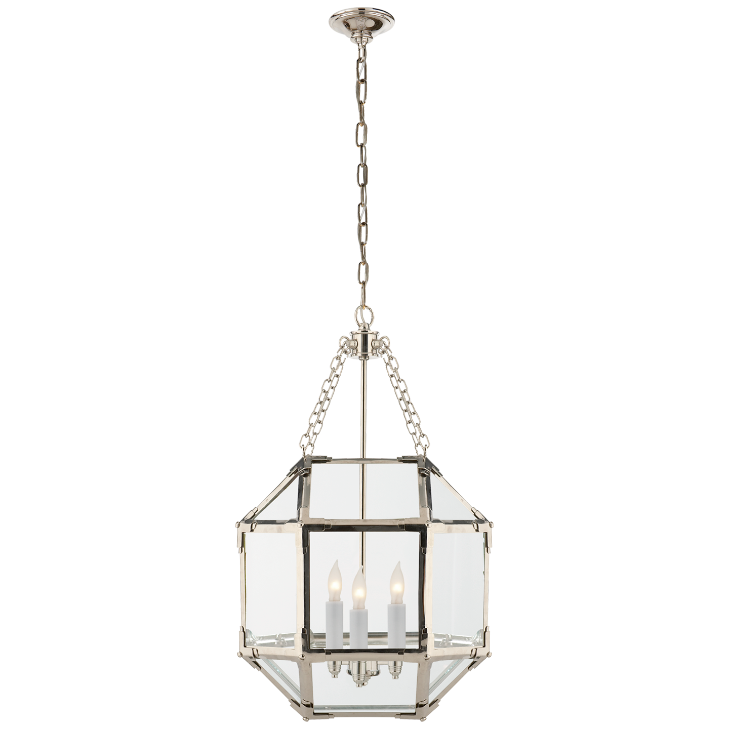 Morris Small Lantern in Polished Nickel with Clear Glass
