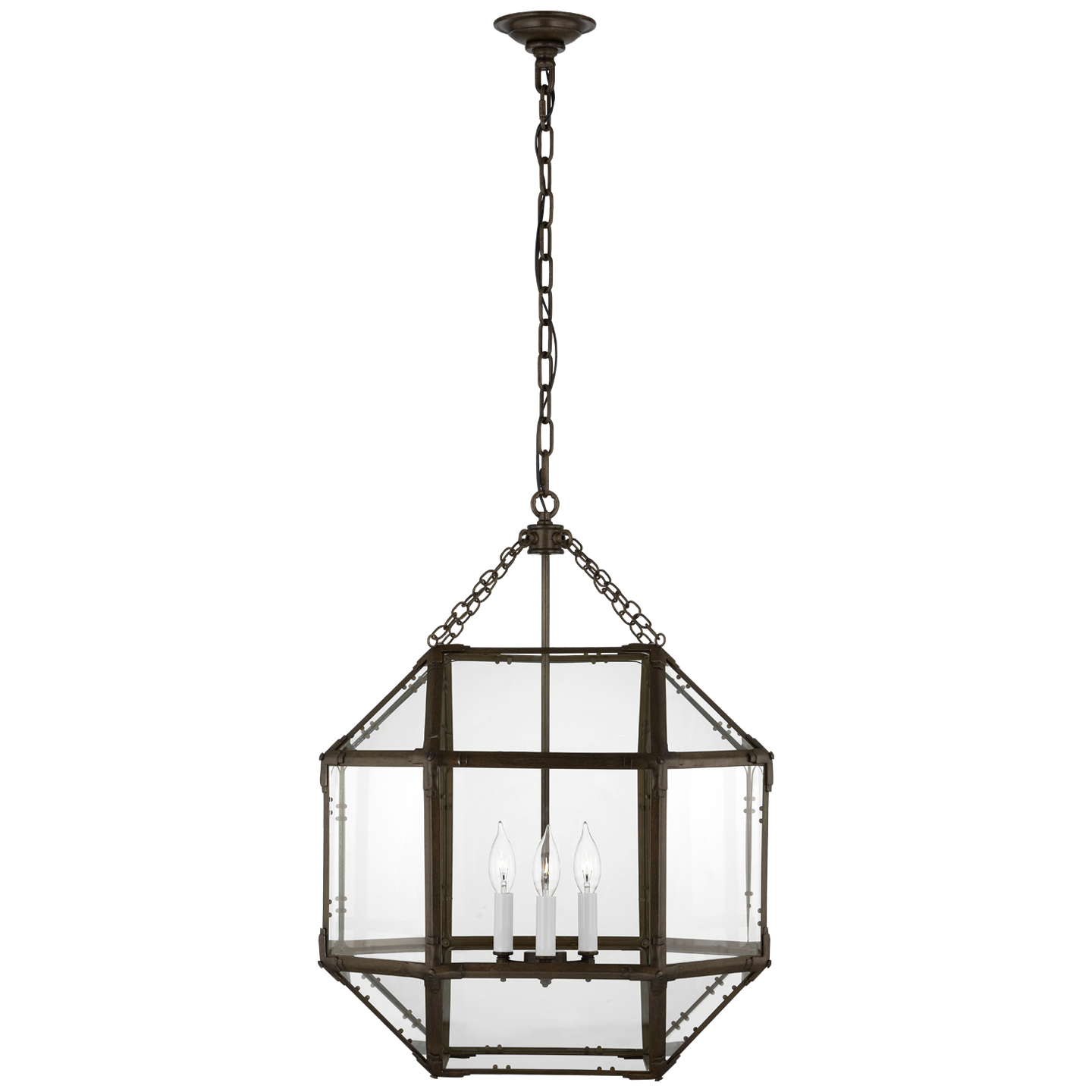 Morris Medium Lantern in Antique Zinc with Clear Glass