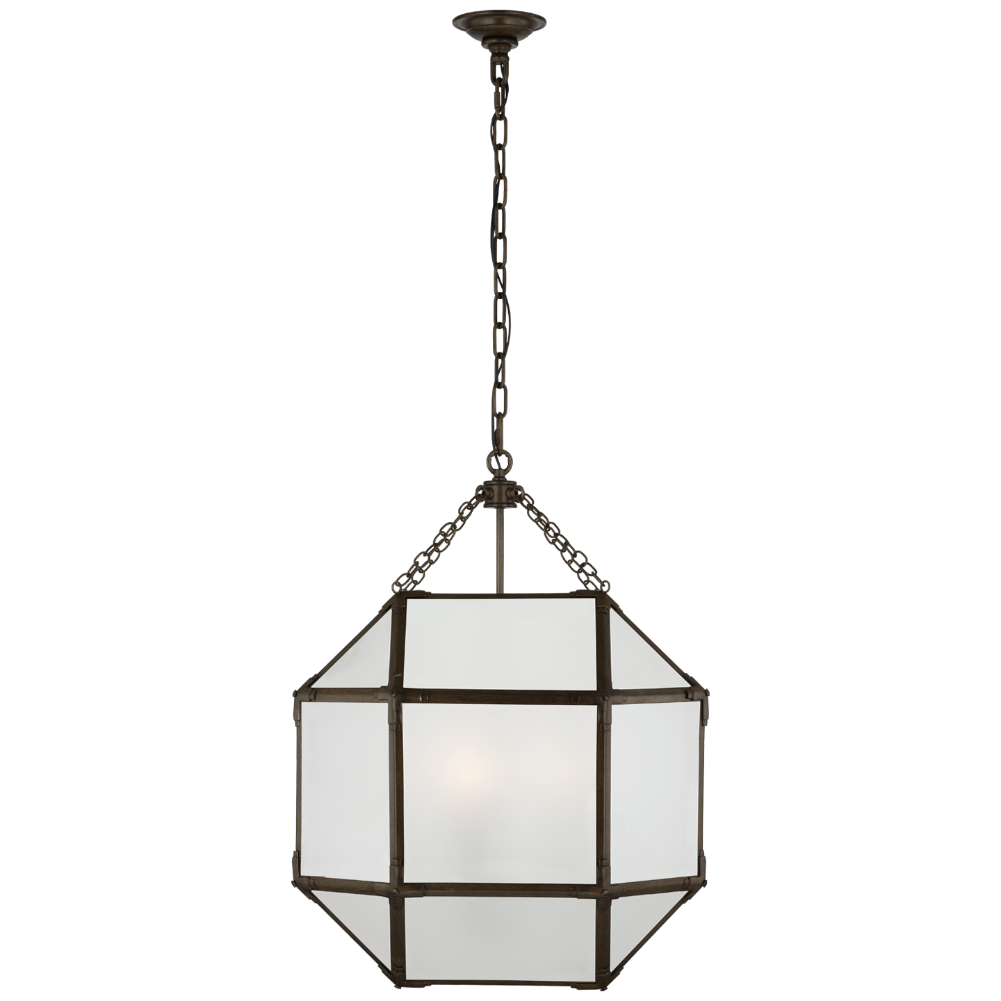 Morris Medium Lantern in Antique Zinc with Frosted Glass