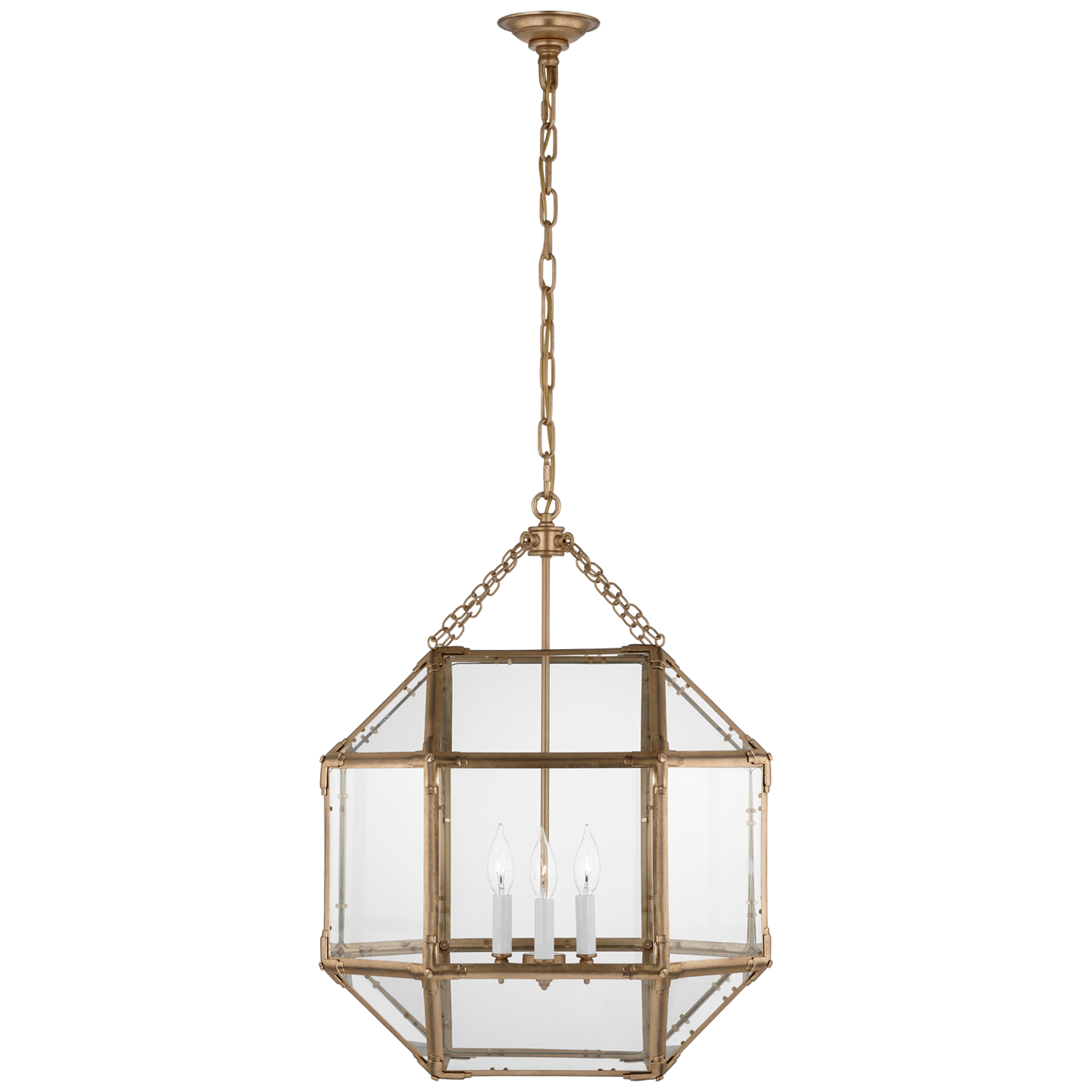 Morris Medium Lantern in Gilded Iron with Clear Glass