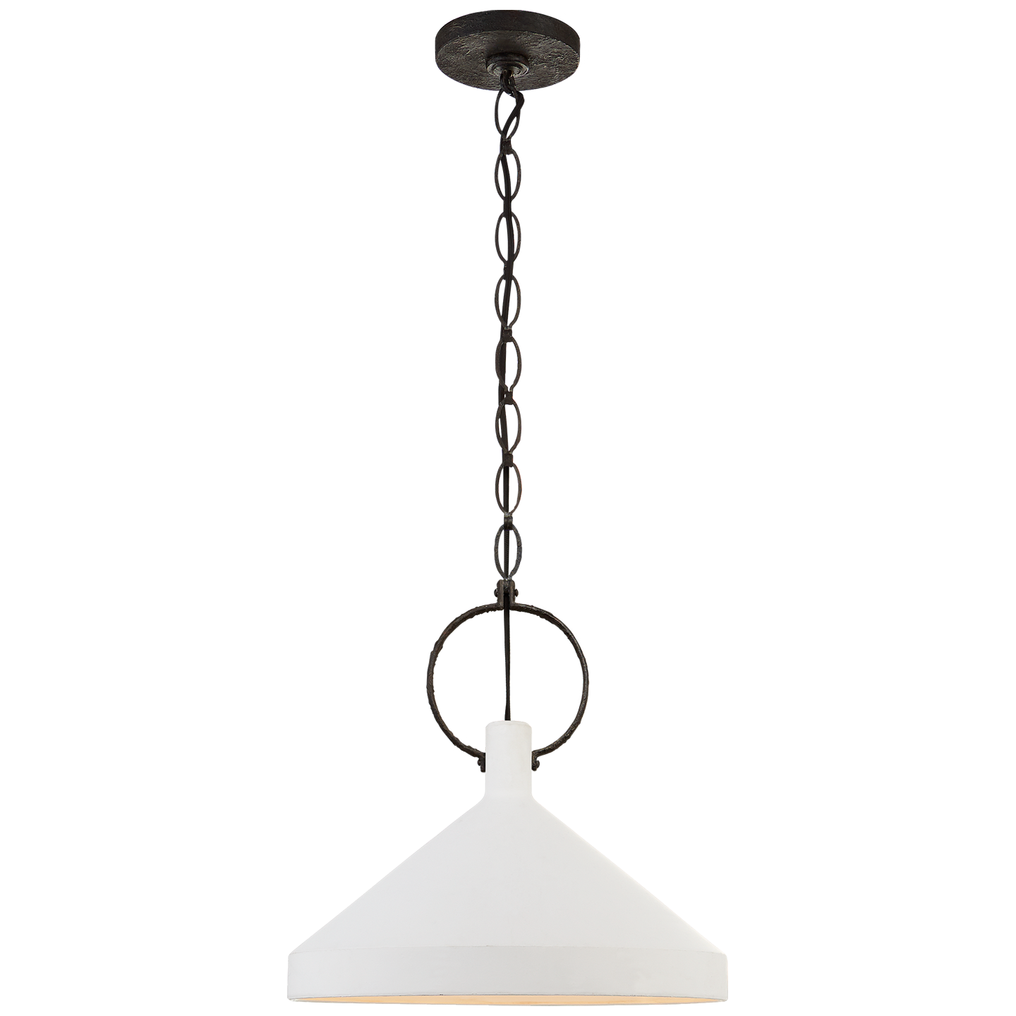 Limoges Large Pendant in Natural Rust with Plaster White Shade