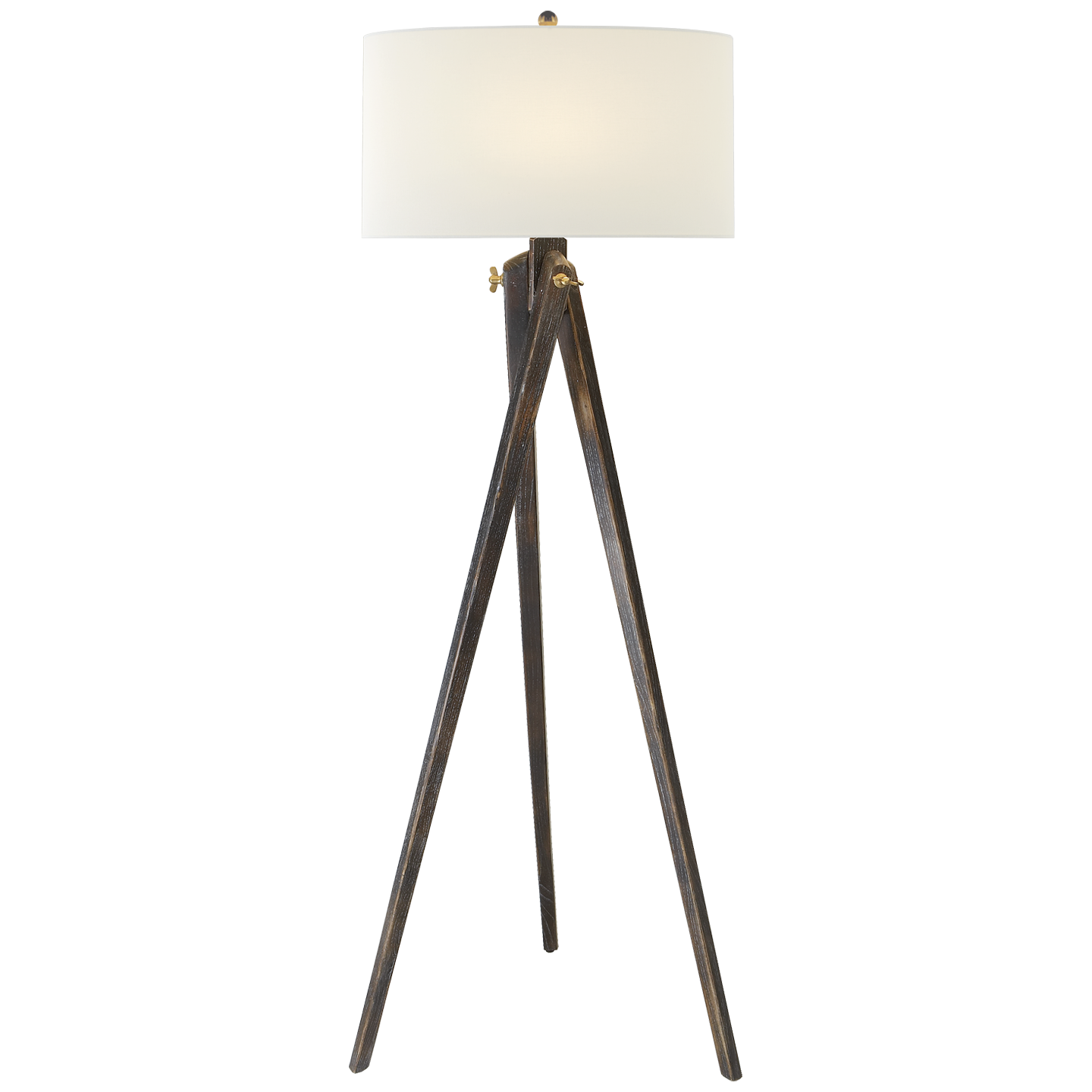 Tripod Floor Lamp in Tudor Brown with Linen Shade