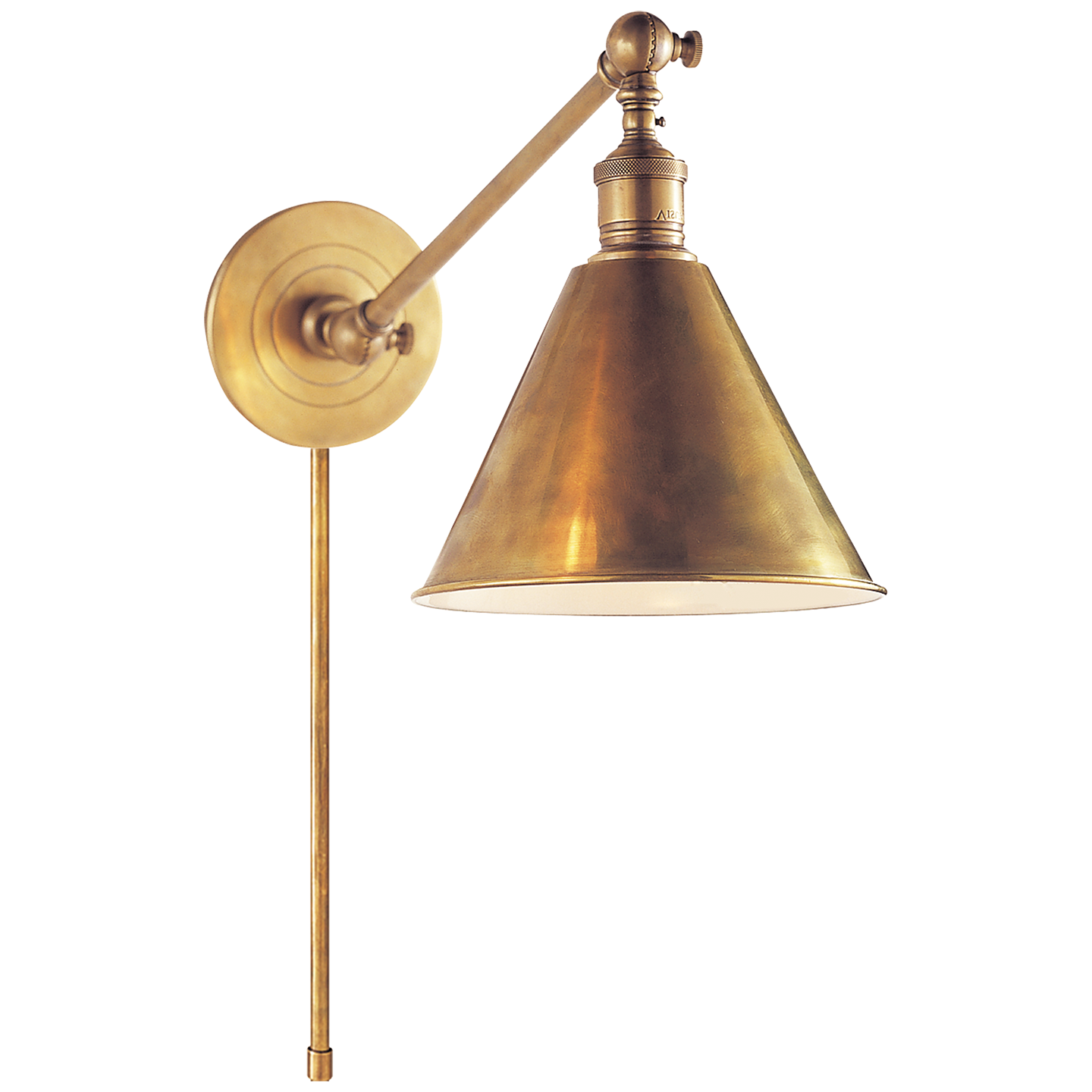 Boston Functional Single Arm Library Light in Hand-Rubbed Antique Brass