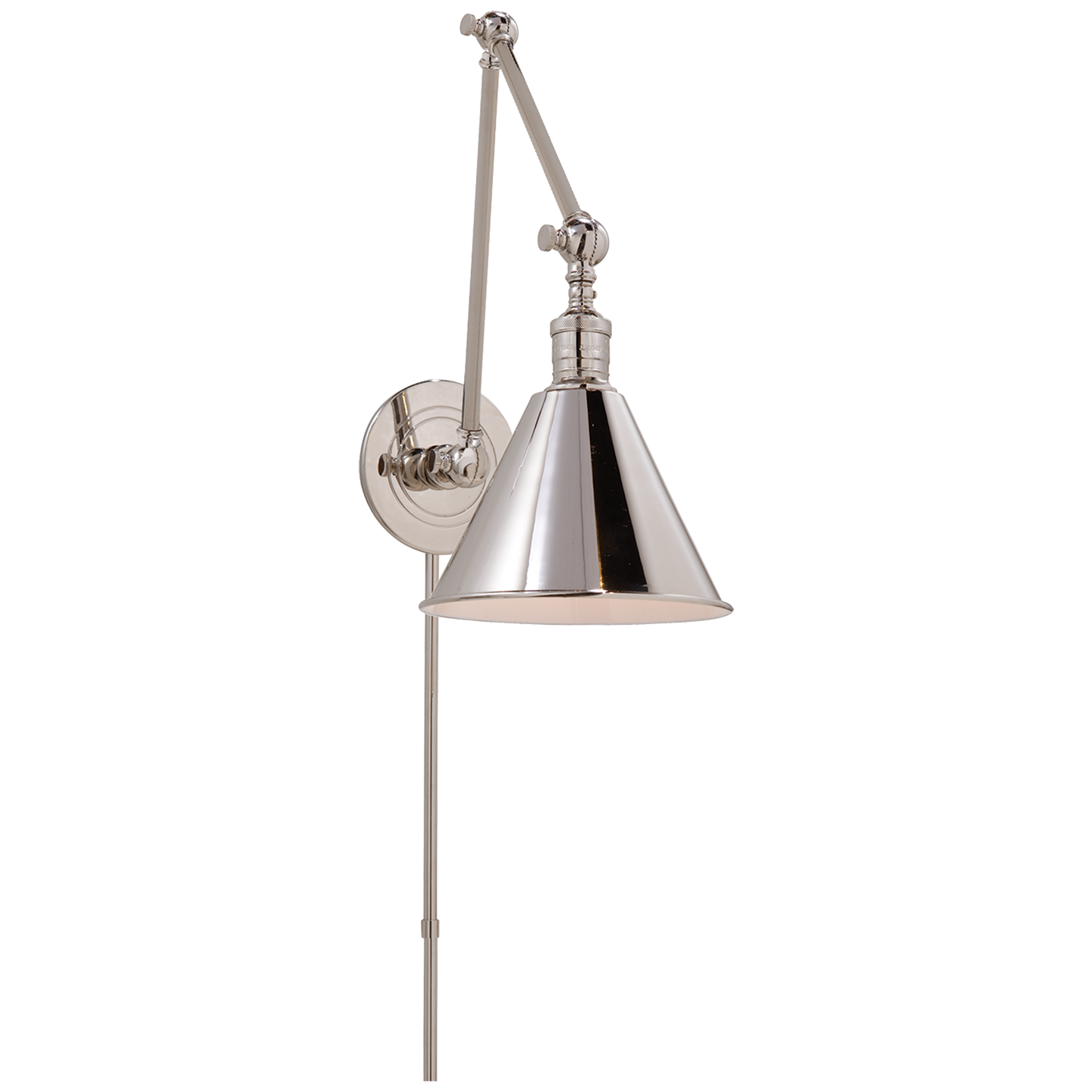 Boston Functional Double Arm Library Light in Polished Nickel