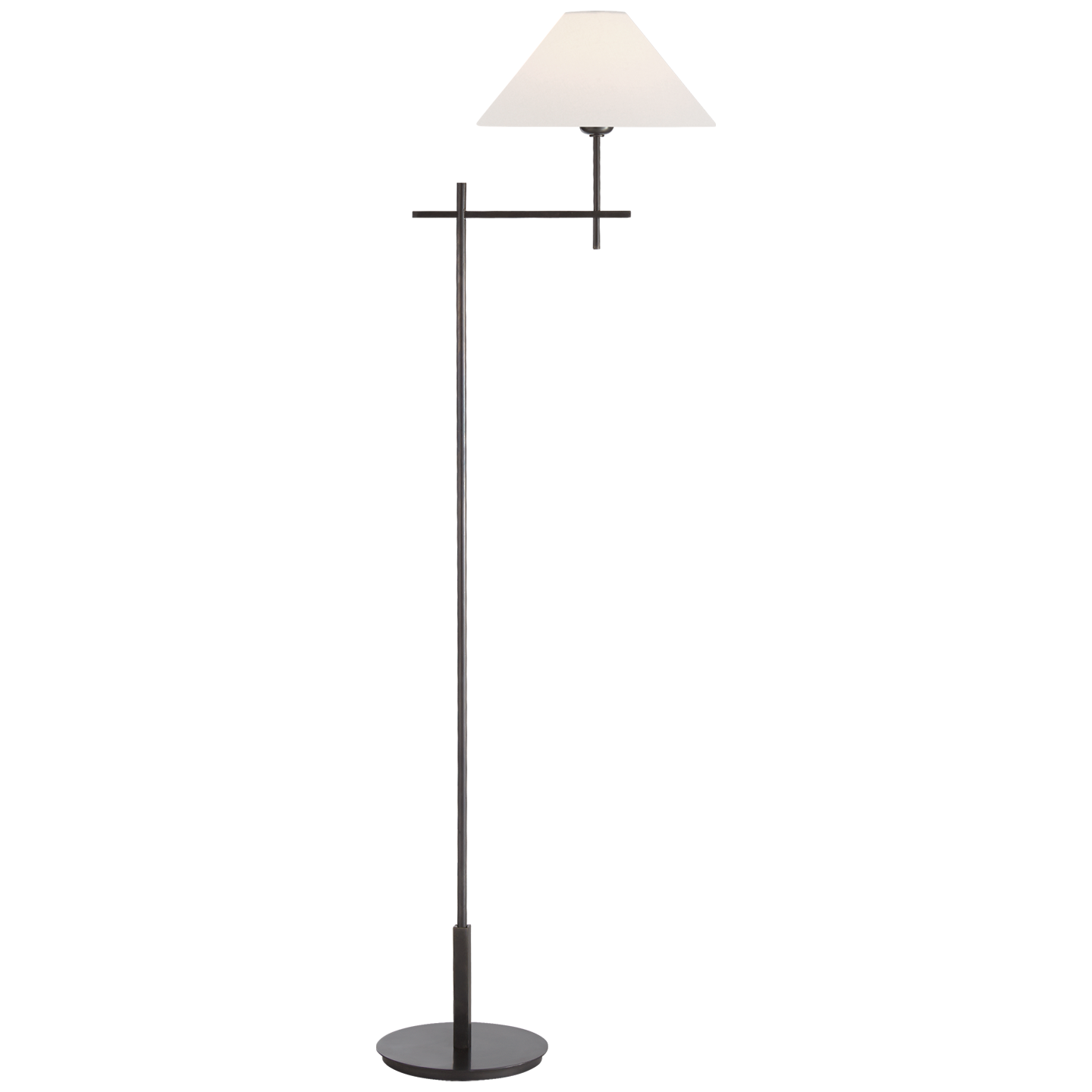 Hackney Bridge Arm Floor Lamp in Bronze with Linen Shade