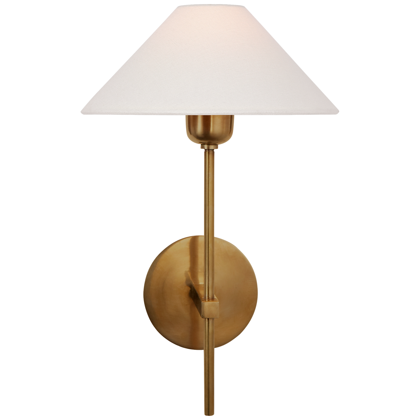 Hackney Single Sconce in Hand-Rubbed Antique Brass with Linen Shade