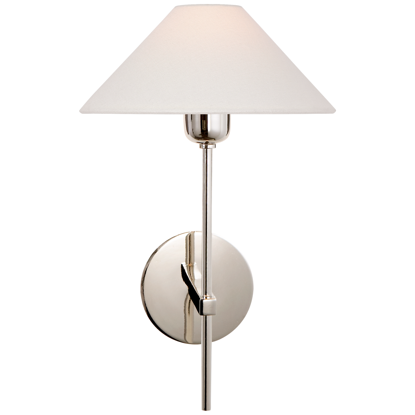 Hackney Single Sconce in Polished Nickel with Linen Shade